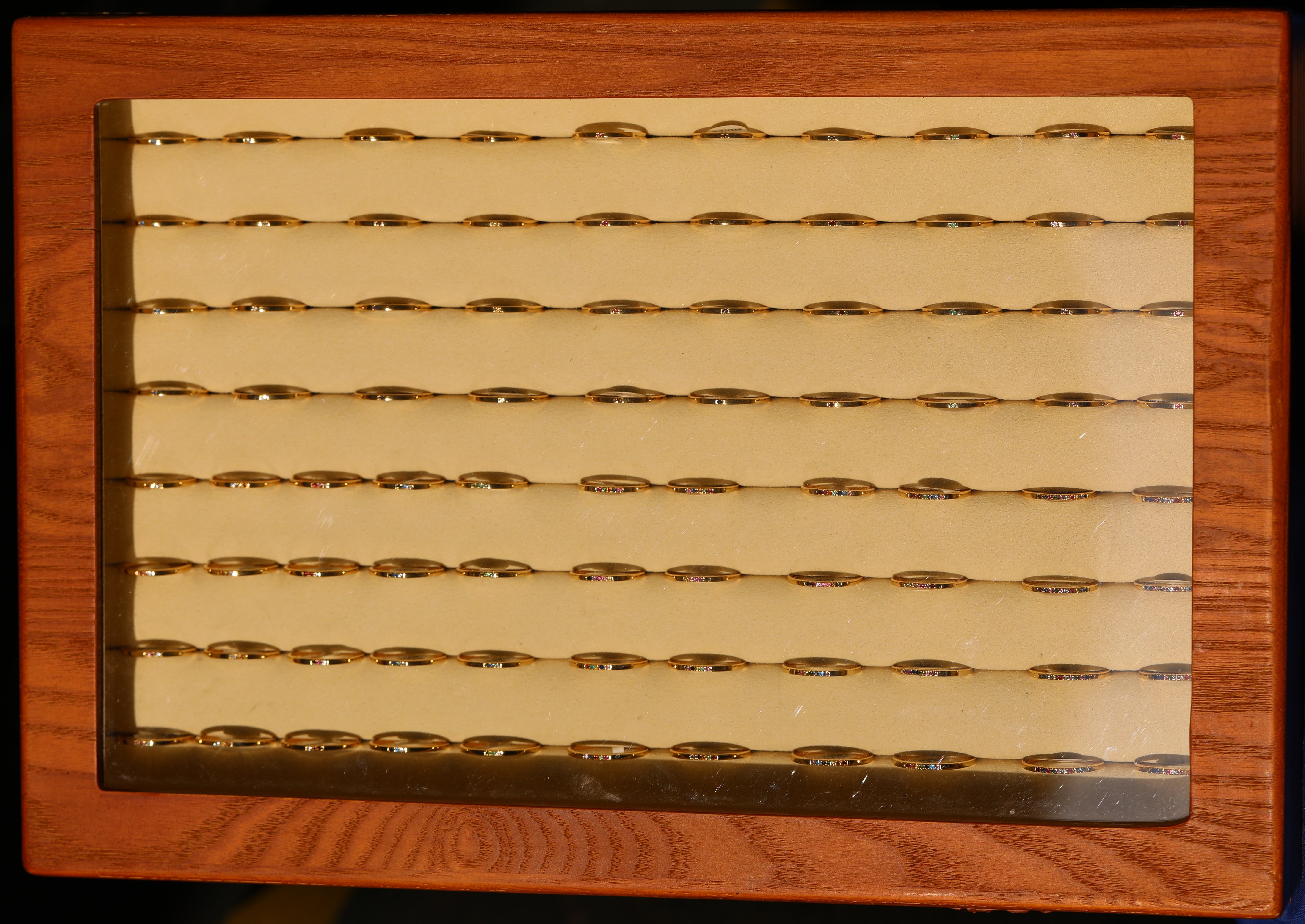 Gemstone Stacking Rings - 84pcs SET for Retailers - Sterling Silver Minimalist Ring with Natural Stone - Dainty Gold-Plated Sterling Silver Rings with High Quality Wooden Box