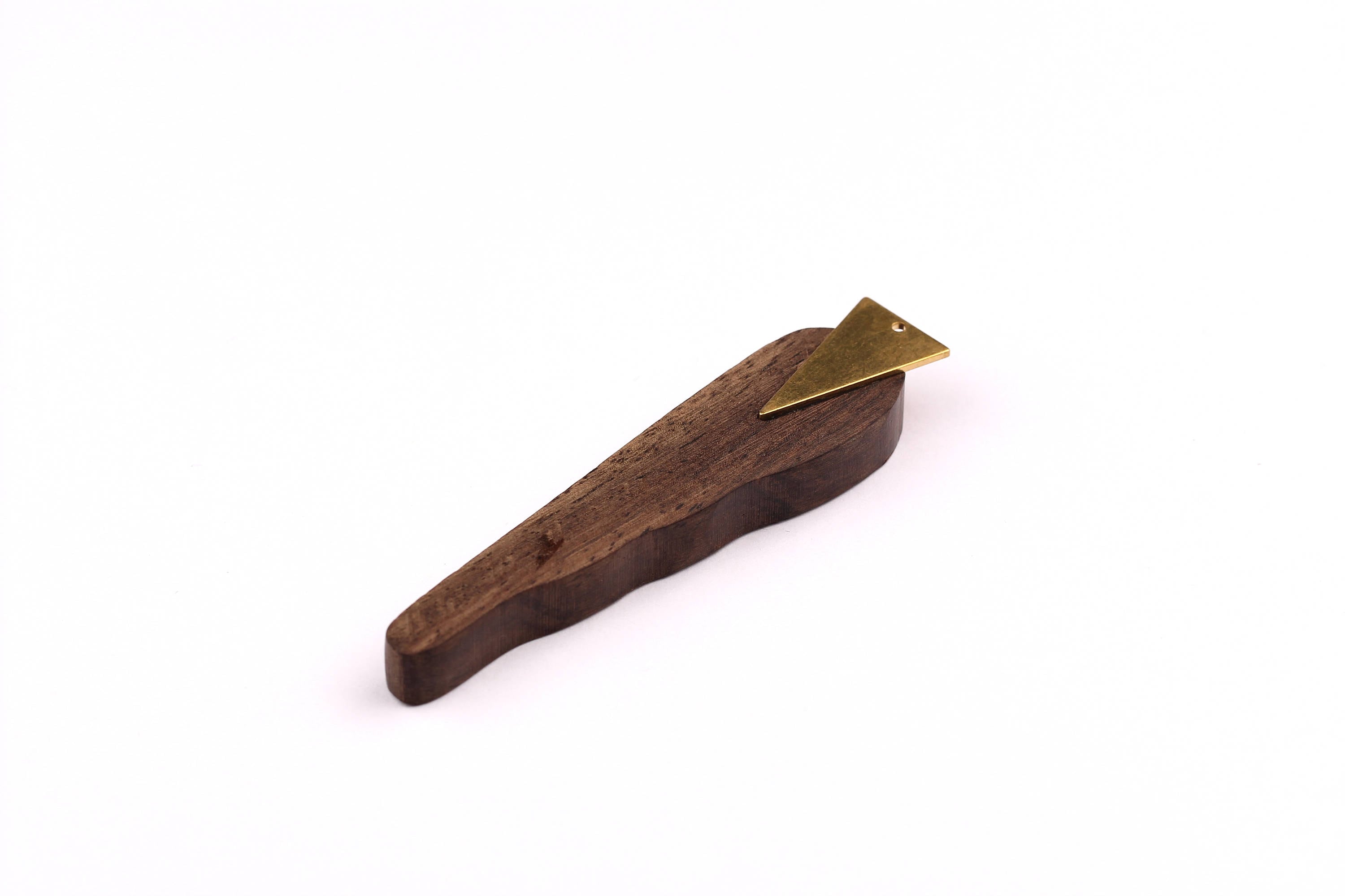 Monzo Wood Pendant - Natural Wooden Charms for Necklace - Raw Brass - Jewelry Supplies - Wooden Beads - 75x17x8mm - BB1012 - DOMEDBAZAAR