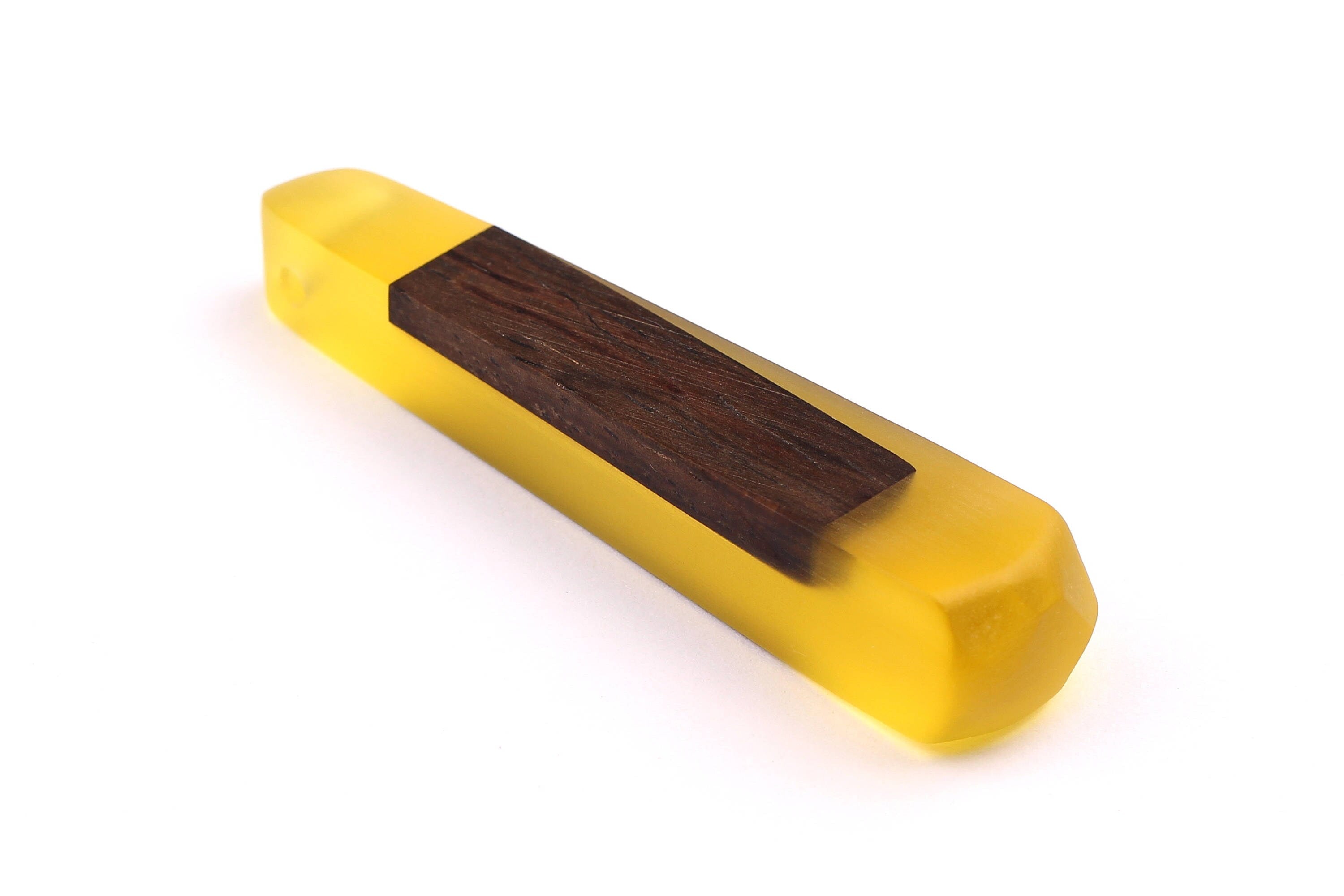 Wood Resin Pendant - Natural Monzo Wooden Charms - Yellow Epoxy Resin Necklace - Jewelry Supplies - Wooden Beads - 73x15x12mm - BB1003Y - DOMEDBAZAAR