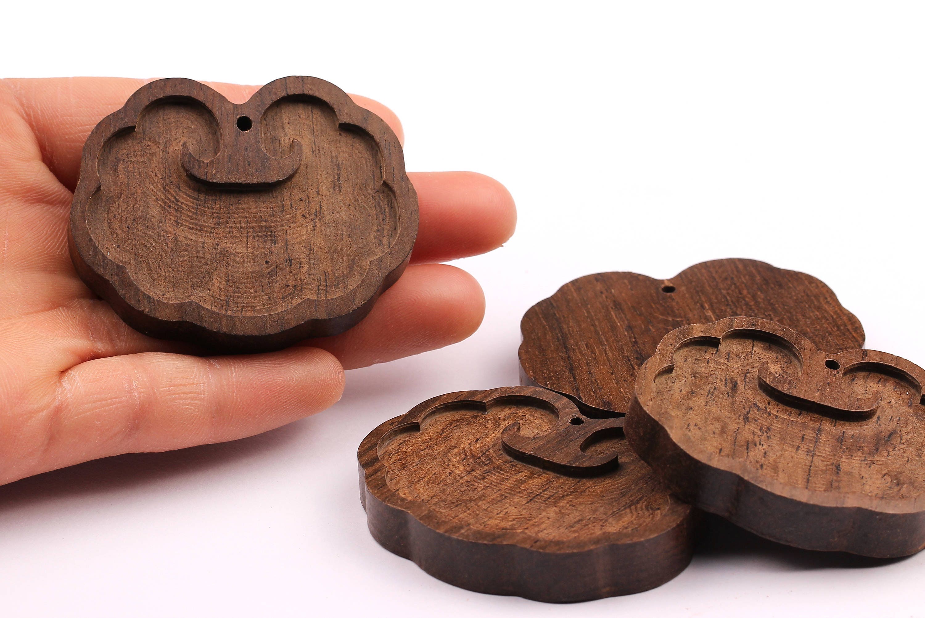 Monzo Wood Pendant - Natural Wooden Charms for Necklace - Jewelry Supplies - Wooden Beads - 54x42x8mm - BB1015 - DOMEDBAZAAR