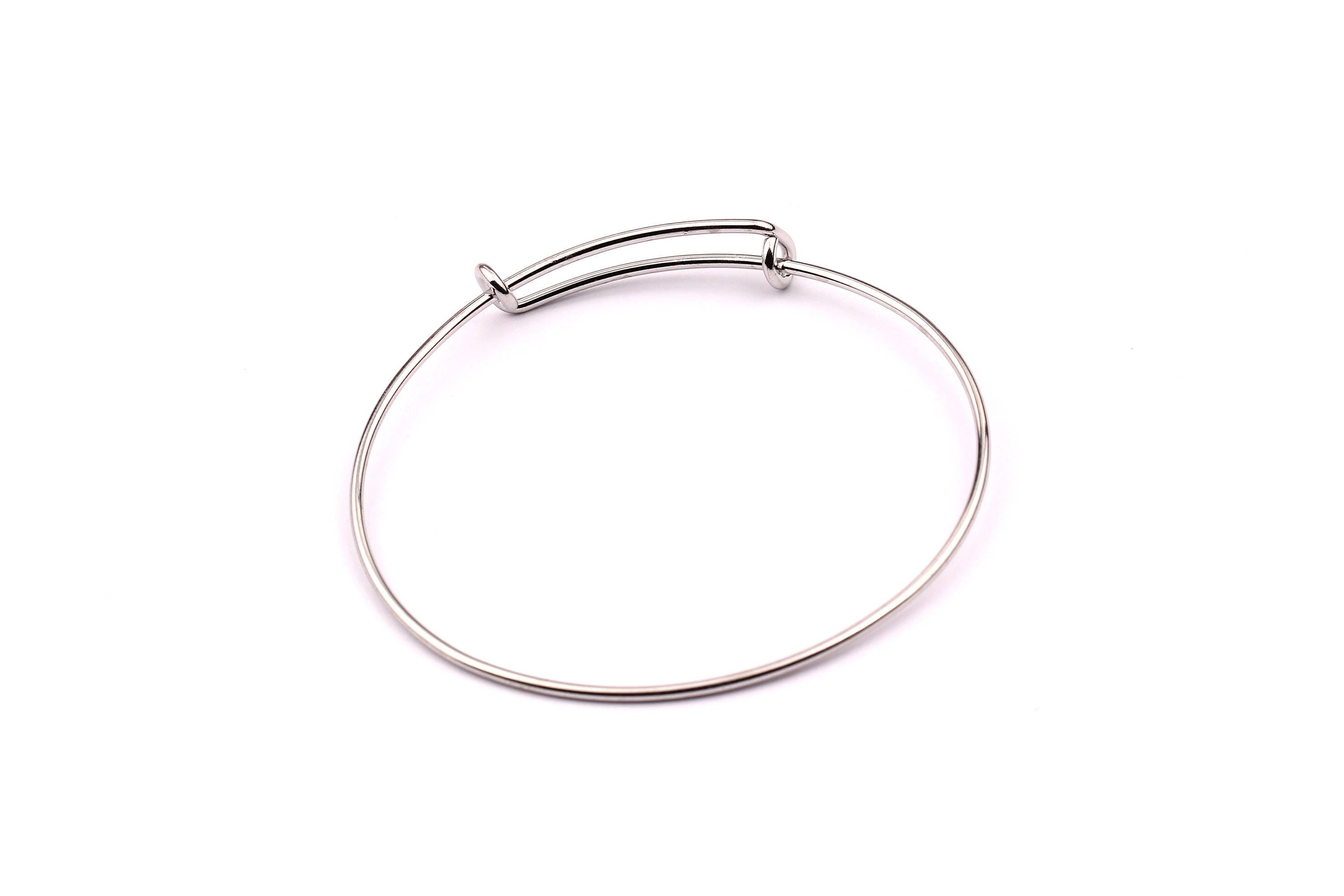 Adjustable Bangle Bracelet - Stainless Steel Bracelet - One Loop - Expandable Wire Bangle For Charms - Jewelry Supplies - 65x1.6mm - SS1001 - DOMEDBAZAAR