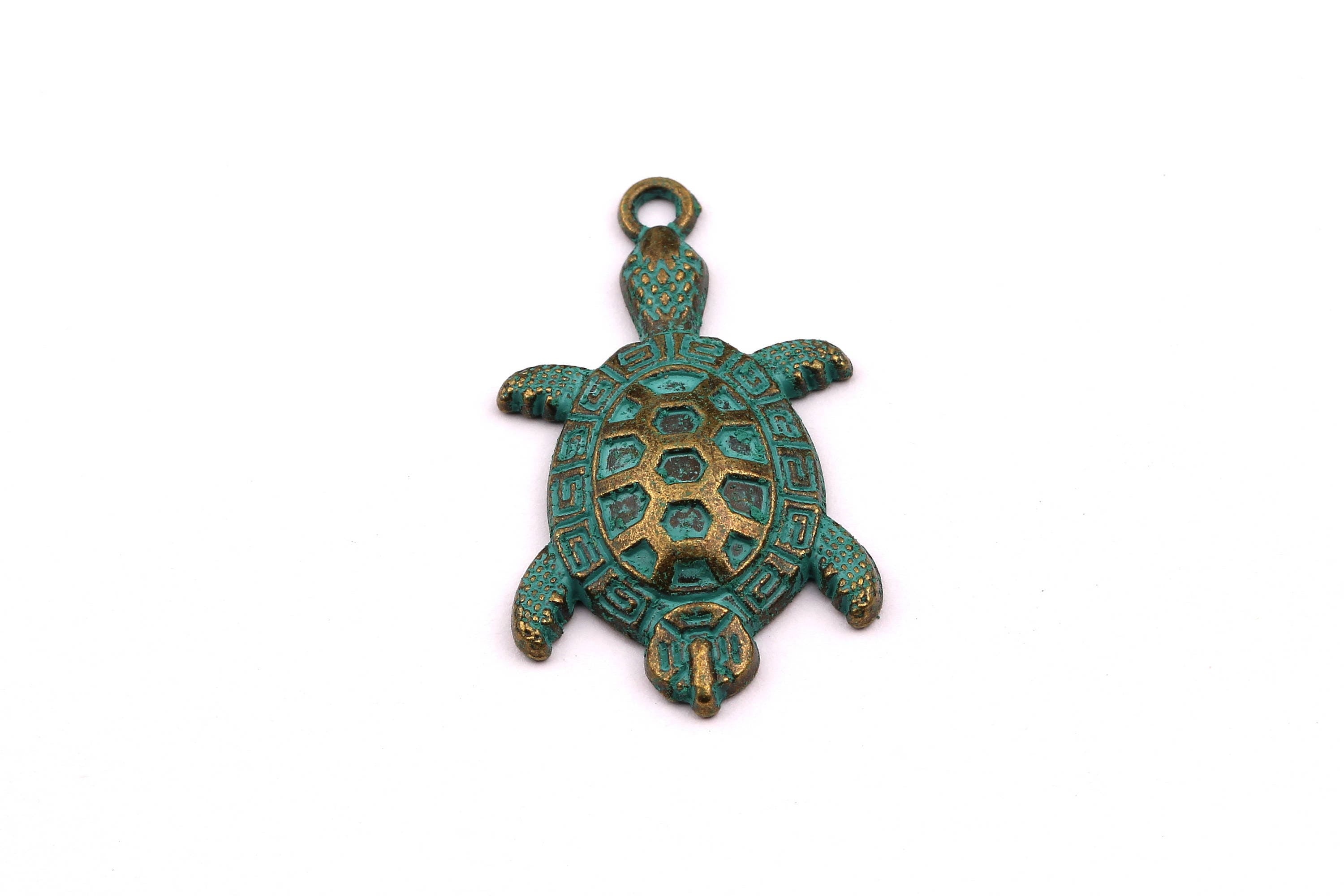 Faux Patina Pendant - Turtle Shaped - Alloy Charms - Antique Bronze Tone Necklace - Zinc Alloy Beads - Jewelry Supplies - 33x20x3mm ZZ1009 - DOMEDBAZAAR