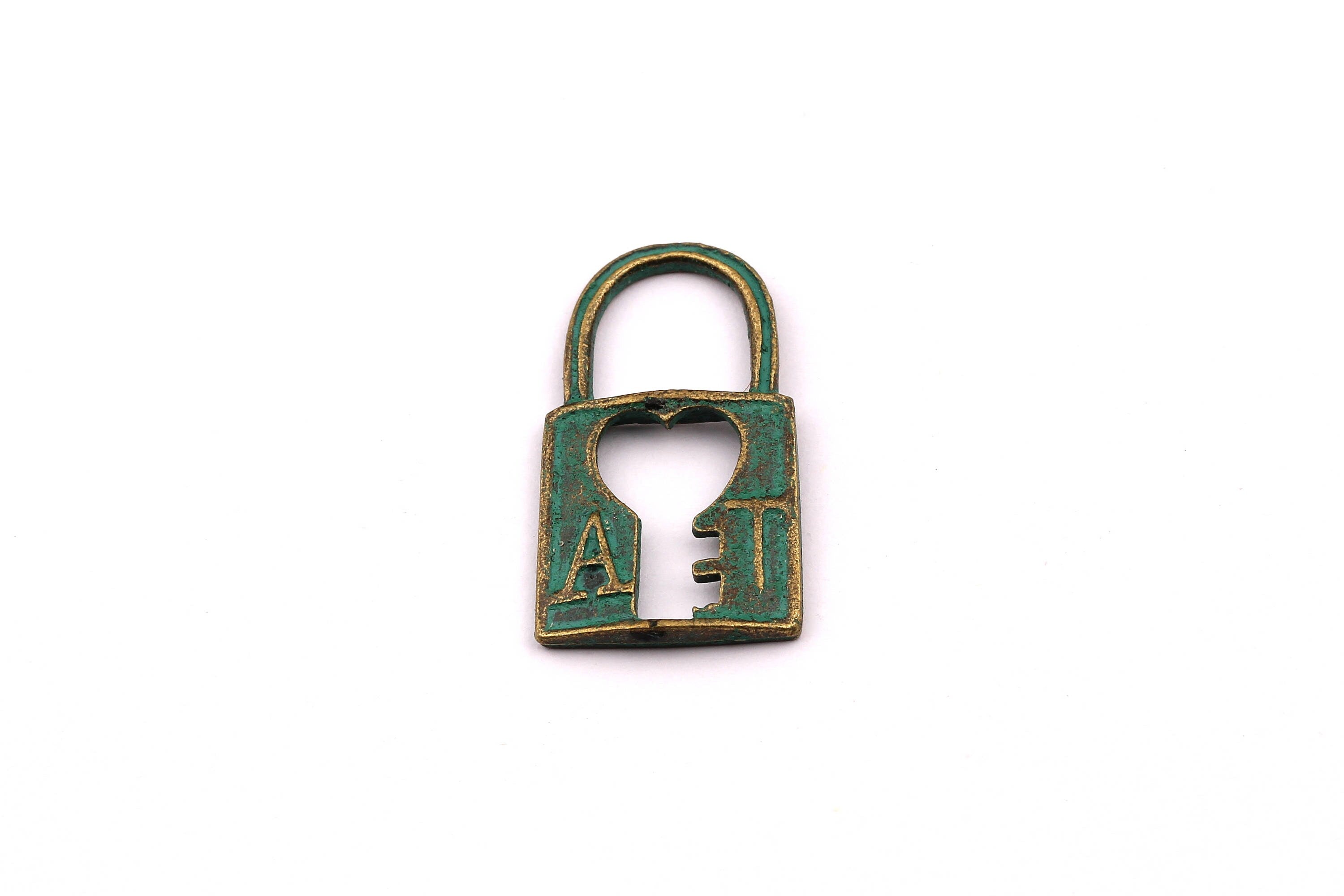 Faux Patina Pendant - Lock Shaped - Alloy Charms - Antique Bronze Tone Necklace - Zinc Alloy Beads - Jewelry Supplies - 28x15x1.6mm ZZ1034 - DOMEDBAZAAR