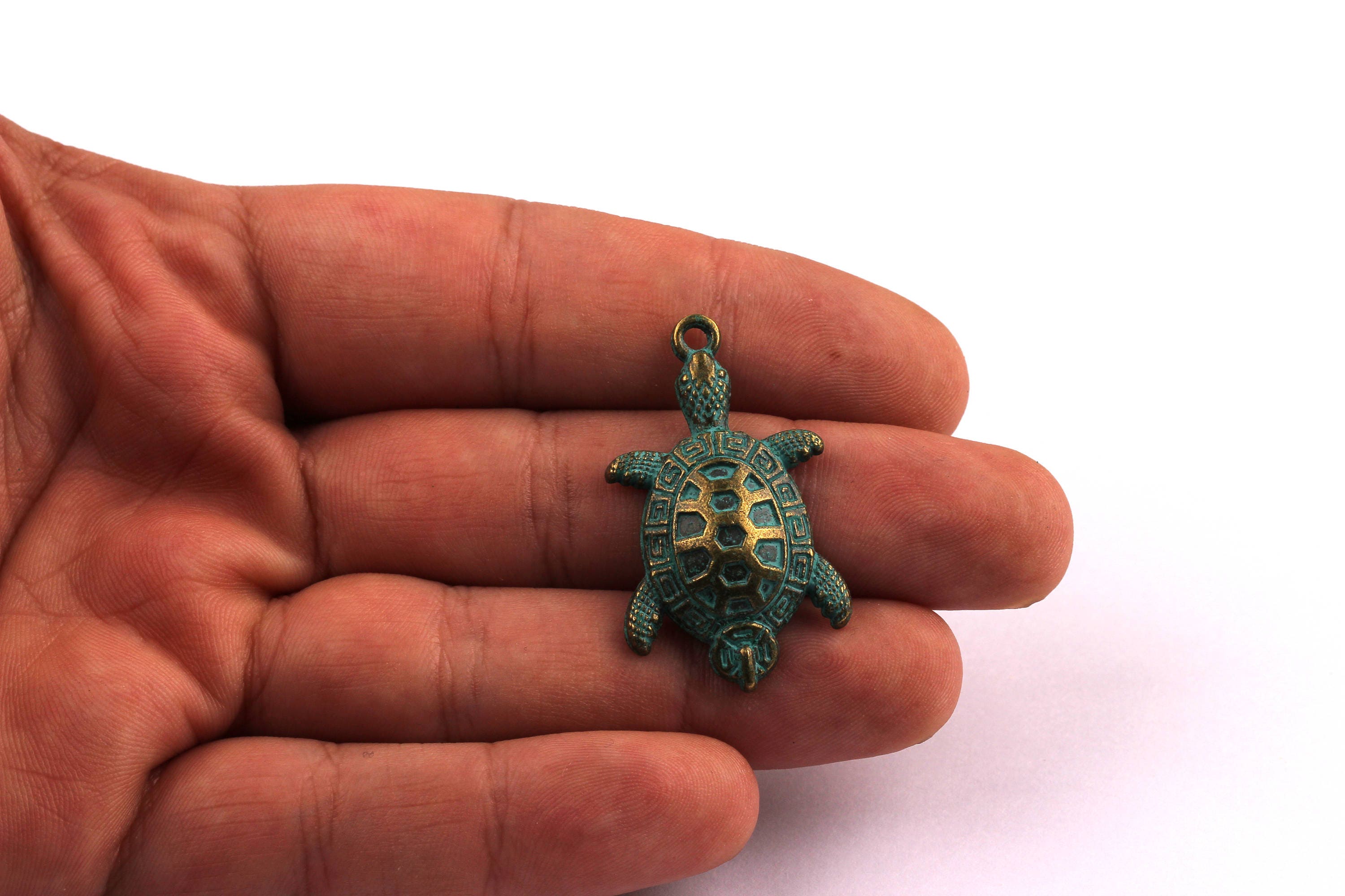 Faux Patina Pendant - Turtle Shaped - Alloy Charms - Antique Bronze Tone Necklace - Zinc Alloy Beads - Jewelry Supplies - 33x20x3mm ZZ1009 - DOMEDBAZAAR