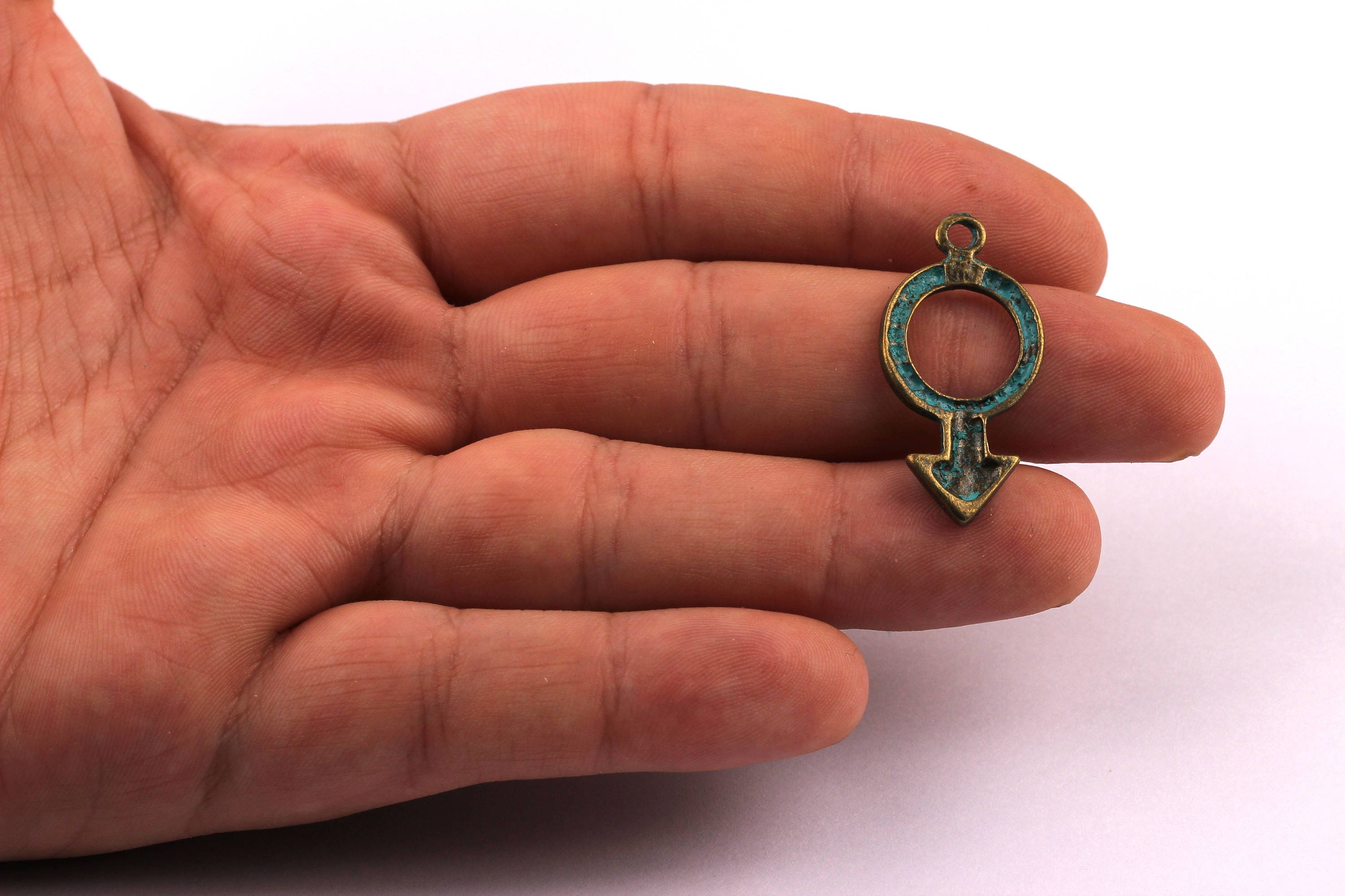 Faux Patina Pendant - Symbol Shaped - Alloy Charms - Antique Bronze Tone Necklace - Zinc Alloy Beads - Jewelry Supplies - 30x15x1.7mm ZZ1030 - DOMEDBAZAAR