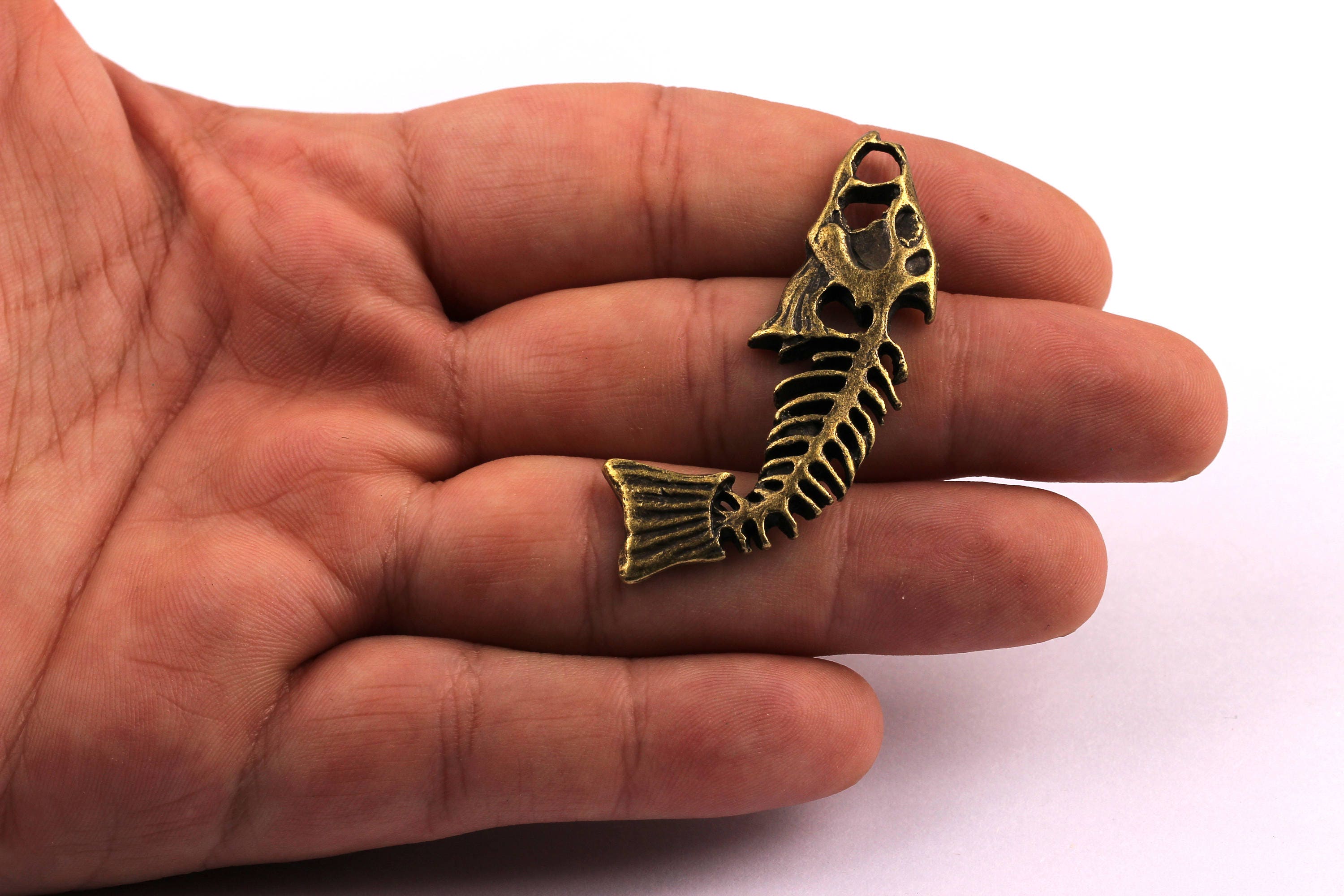 Zinc Alloy Pendant - Fishbone Shaped - Alloy Charms - Antique Bronze Tone Necklace - Zinc Alloy Beads - Jewelry Supplies - 50x3.5mm ZZ1134 - DOMEDBAZAAR