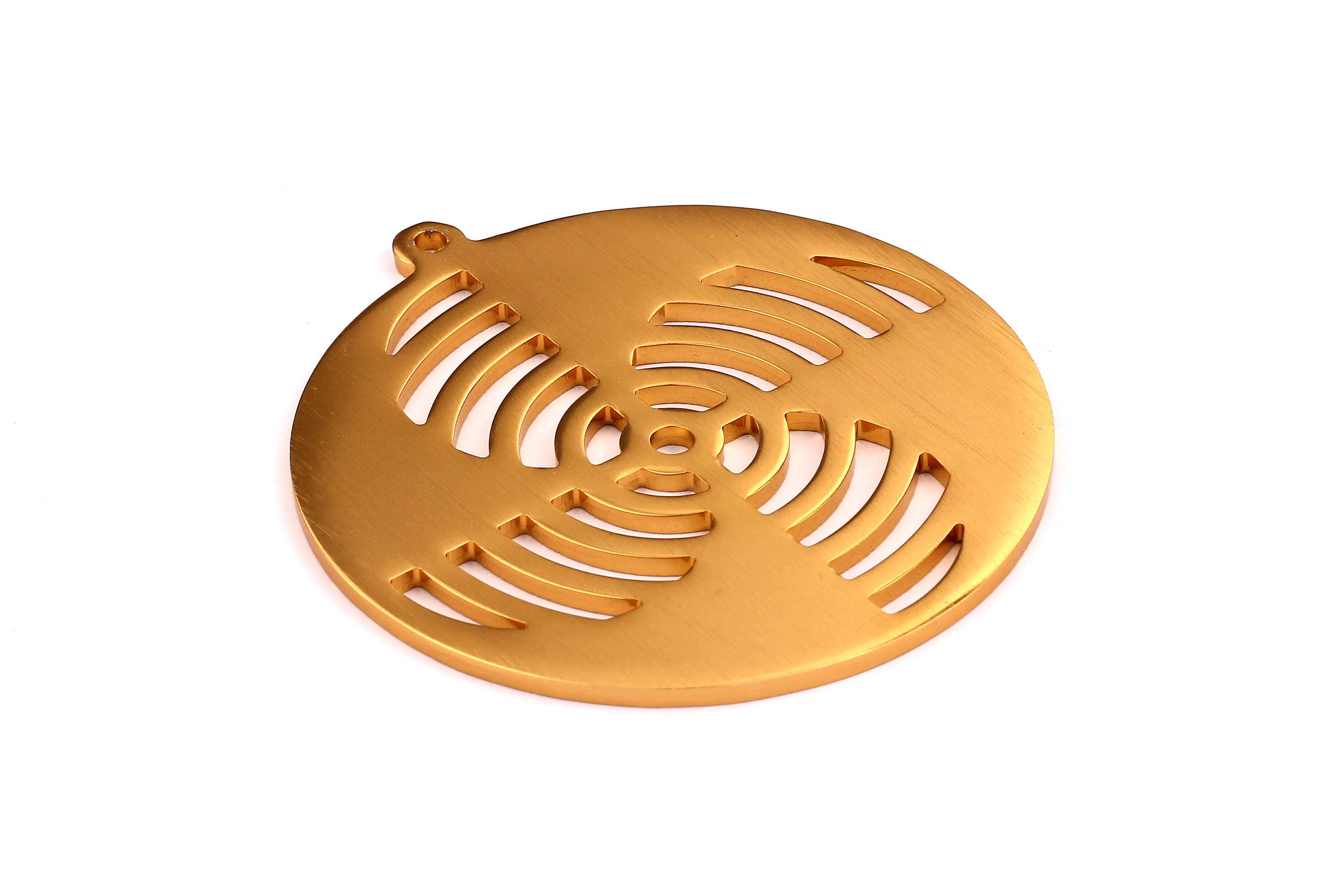 Aluminum Charms - Fan Shaped Pendant - Anodized Aluminium Charms - Wall Decor - Gold Tone - 70x70x2.5mm - AA1002 - DOMEDBAZAAR