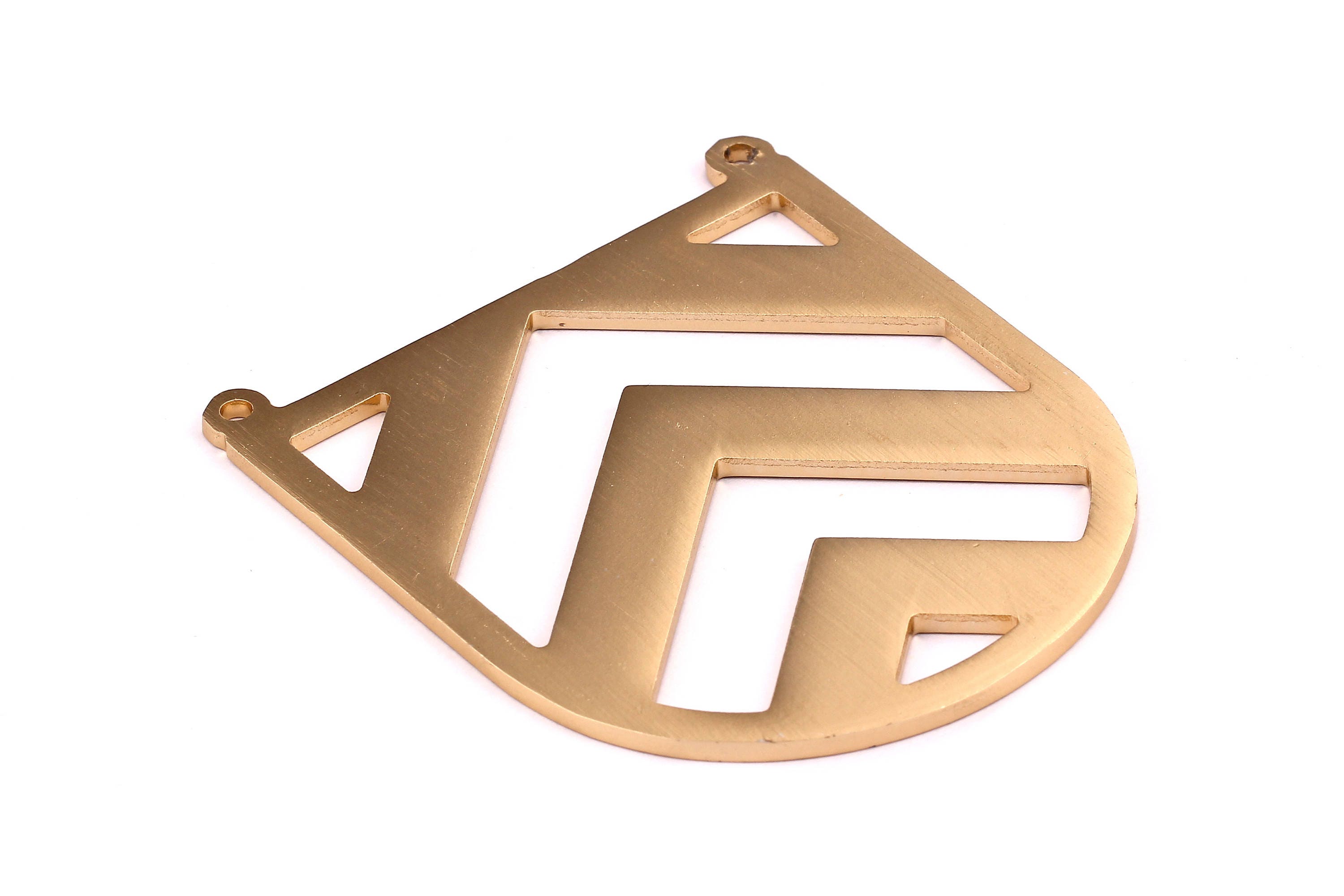 Aluminum Charms - Chevron Shaped Pendant - Anodized Aluminium Charms - Wall Decor - Gold Tone - 74x66x2.5mm - AA1005 - DOMEDBAZAAR