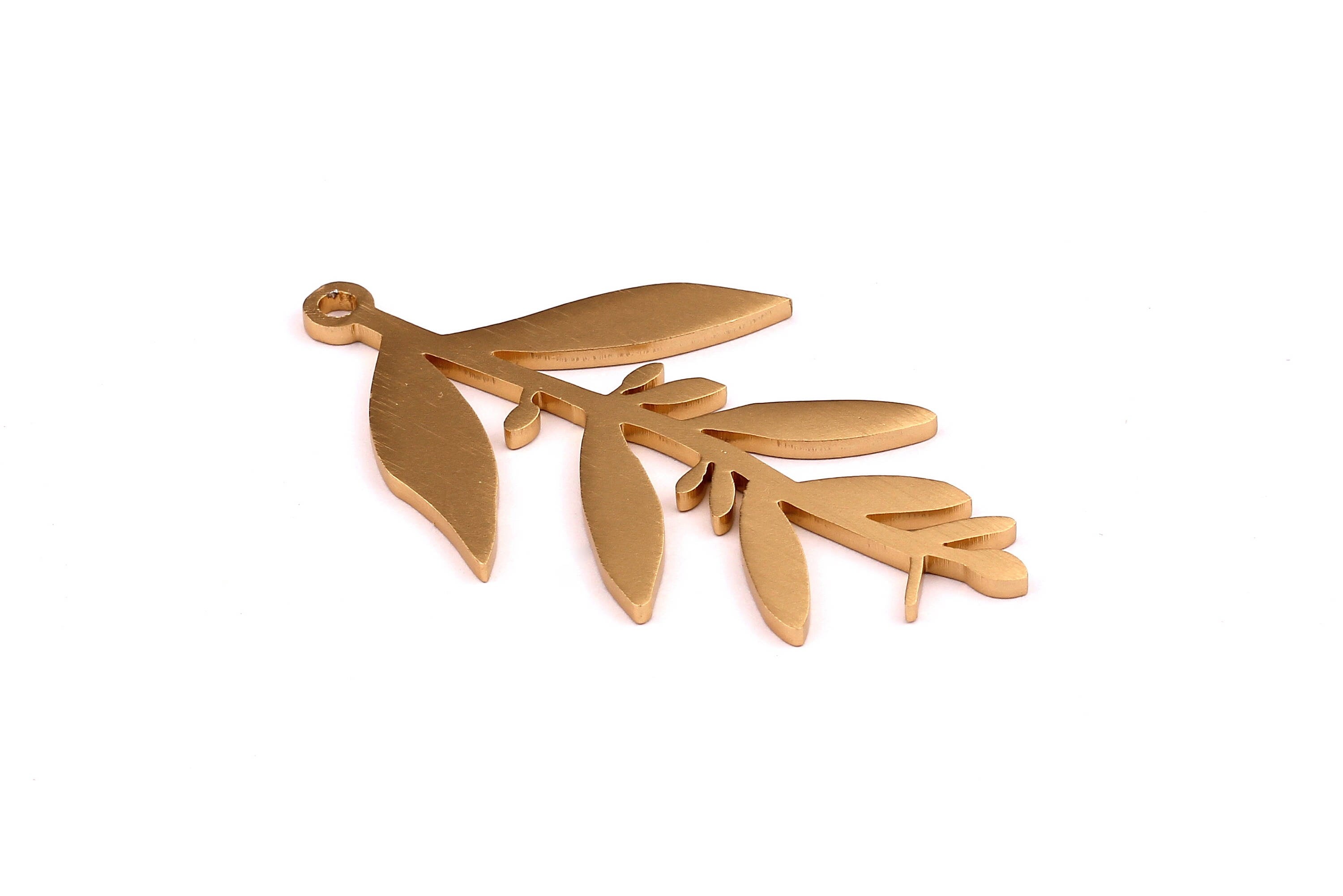 Aluminum Stamping Blank - Bough Shaped Pendant - Anodized Aluminium Charms - Wall Decor - Gold Tone - 68x39x2mm - AA1009 - DOMEDBAZAAR