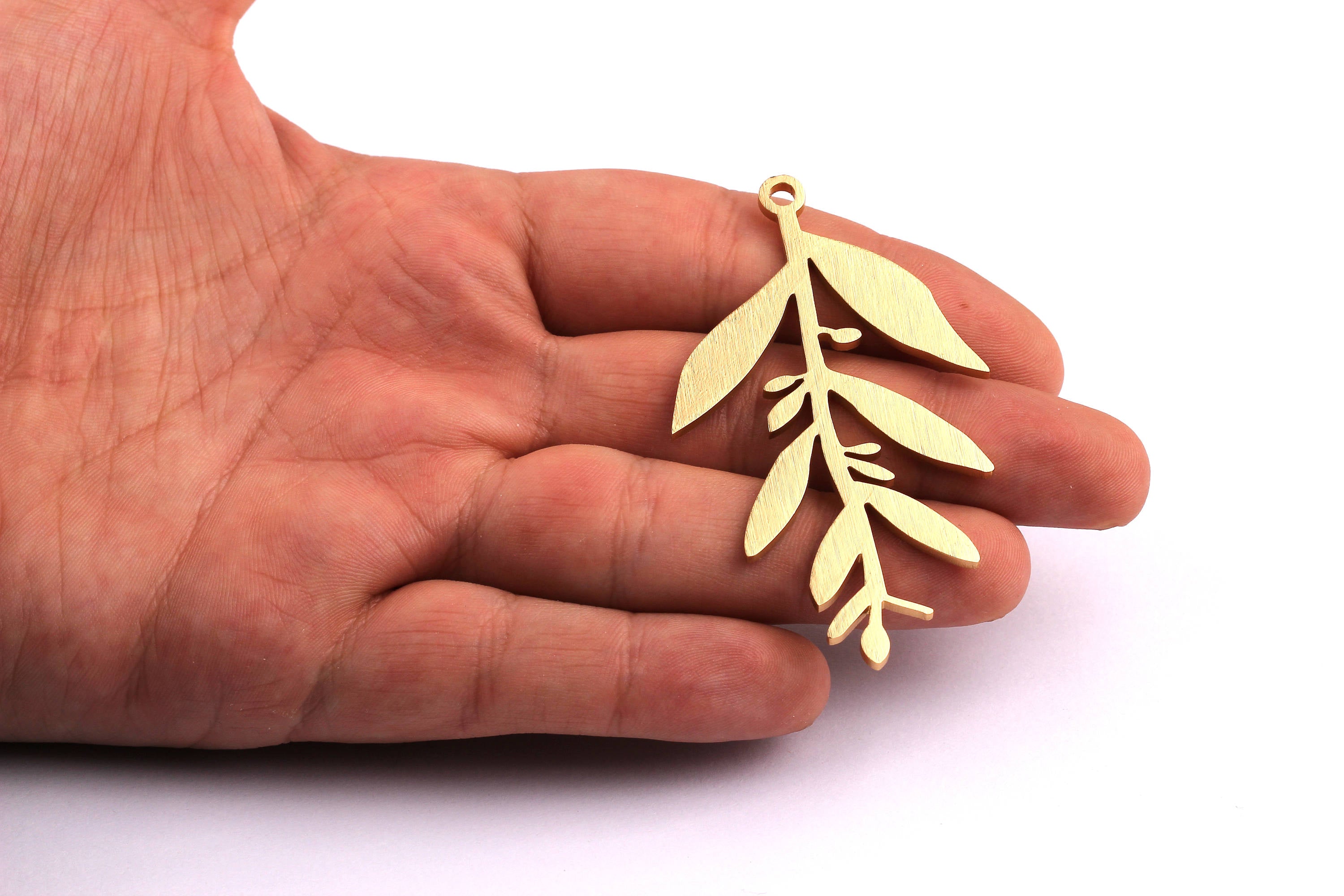 Aluminum Stamping Blank - Bough Shaped Pendant - Anodized Aluminium Charms - Wall Decor - Gold Tone - 68x39x2mm - AA1009 - DOMEDBAZAAR