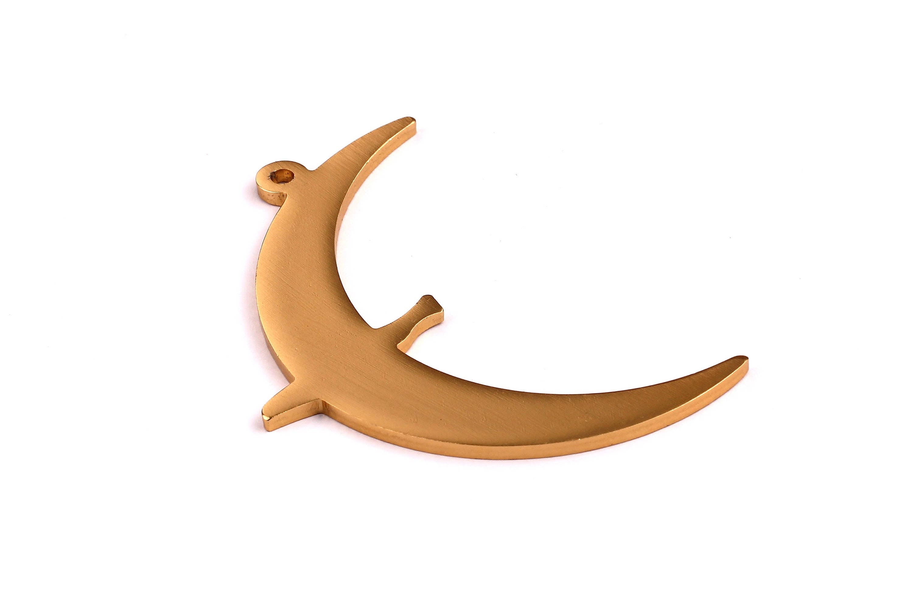 Aluminum Charms - Crescent Shaped Pendant - Anodized Aluminium Charms - Wall Decor - Gold Tone - 69x30x2.5mm - AA1017 - DOMEDBAZAAR
