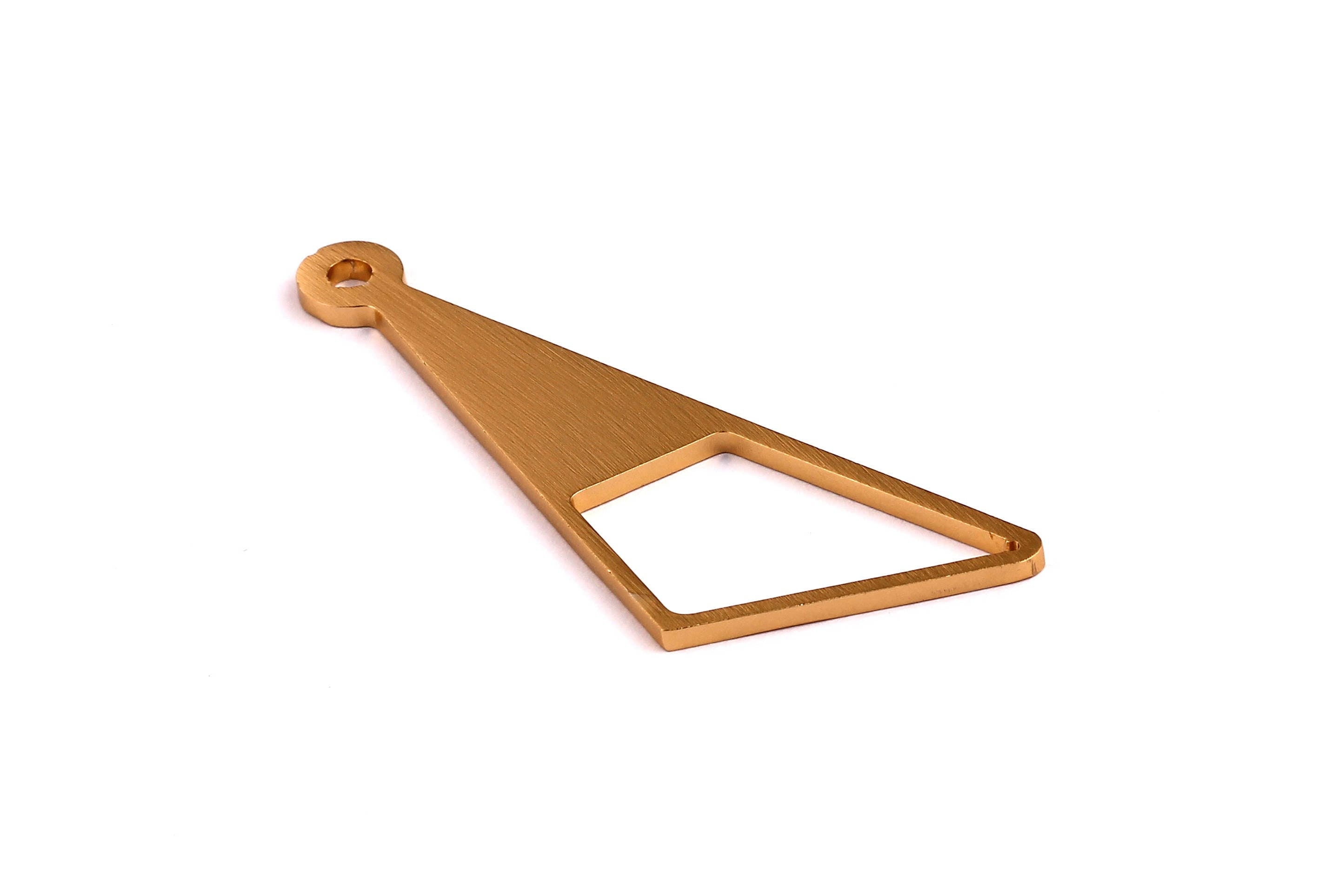 Aluminum Charms - Triangle Pull Shaped Pendant - Anodized Aluminium Charms - Wall Decor - Gold Tone - 62x27x2mm - AA1021 - DOMEDBAZAAR