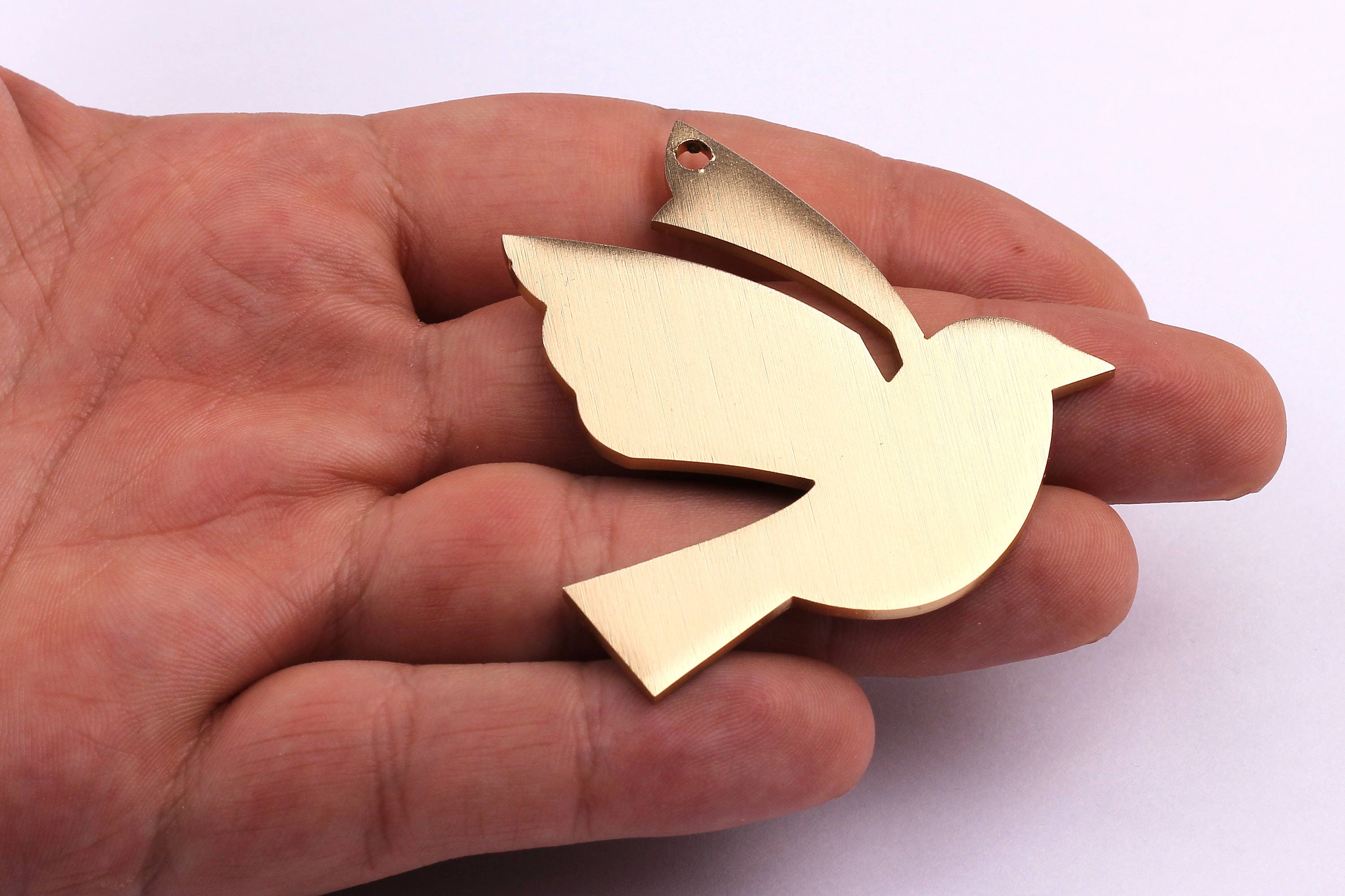 Aluminum Charms - Dove Shaped Pendant - Anodized Aluminium Charms - Wall Decor - Gold Tone - 53x52x2mm - AA1027 - DOMEDBAZAAR