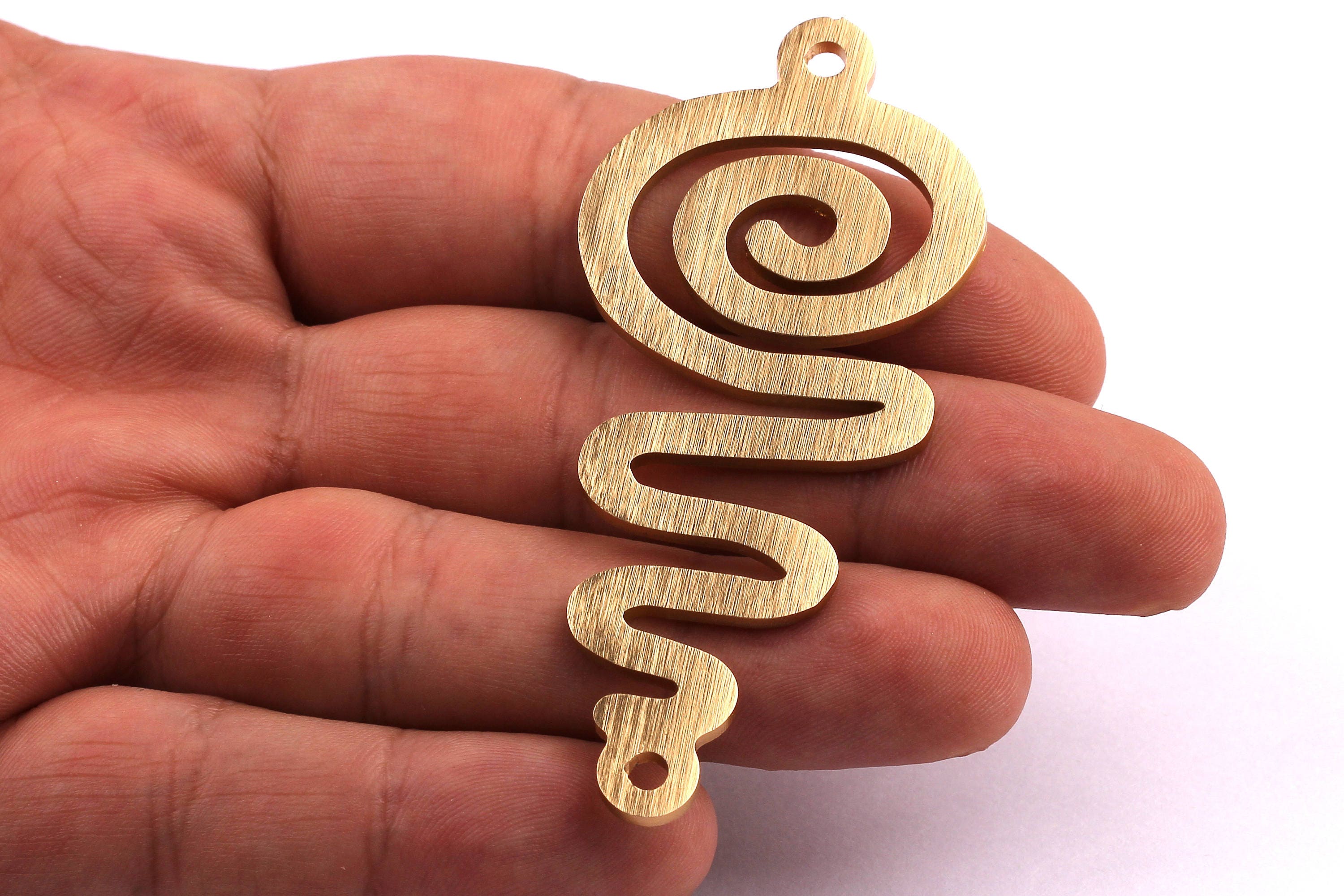 Aluminum Charms - Curled Pendant - Anodized Aluminium Charms - Wall Decor - Gold Tone - 70x31x2mm - AA1033 - DOMEDBAZAAR