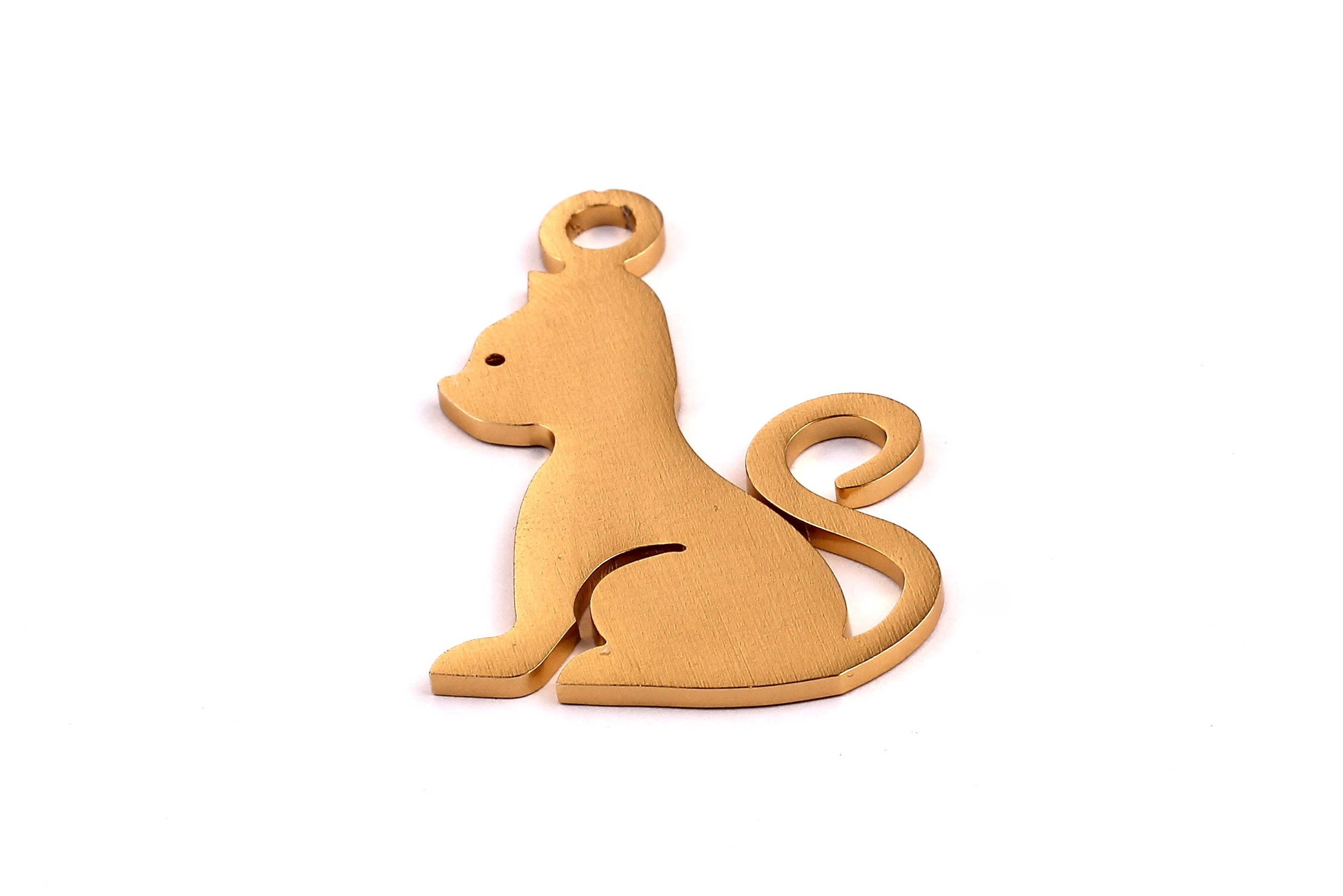 Aluminum Charms - Cat Shaped Pendant - Anodized Aluminium Charms - Wall Decor - Gold Tone - 47x31x2mm - AA1044 - DOMEDBAZAAR