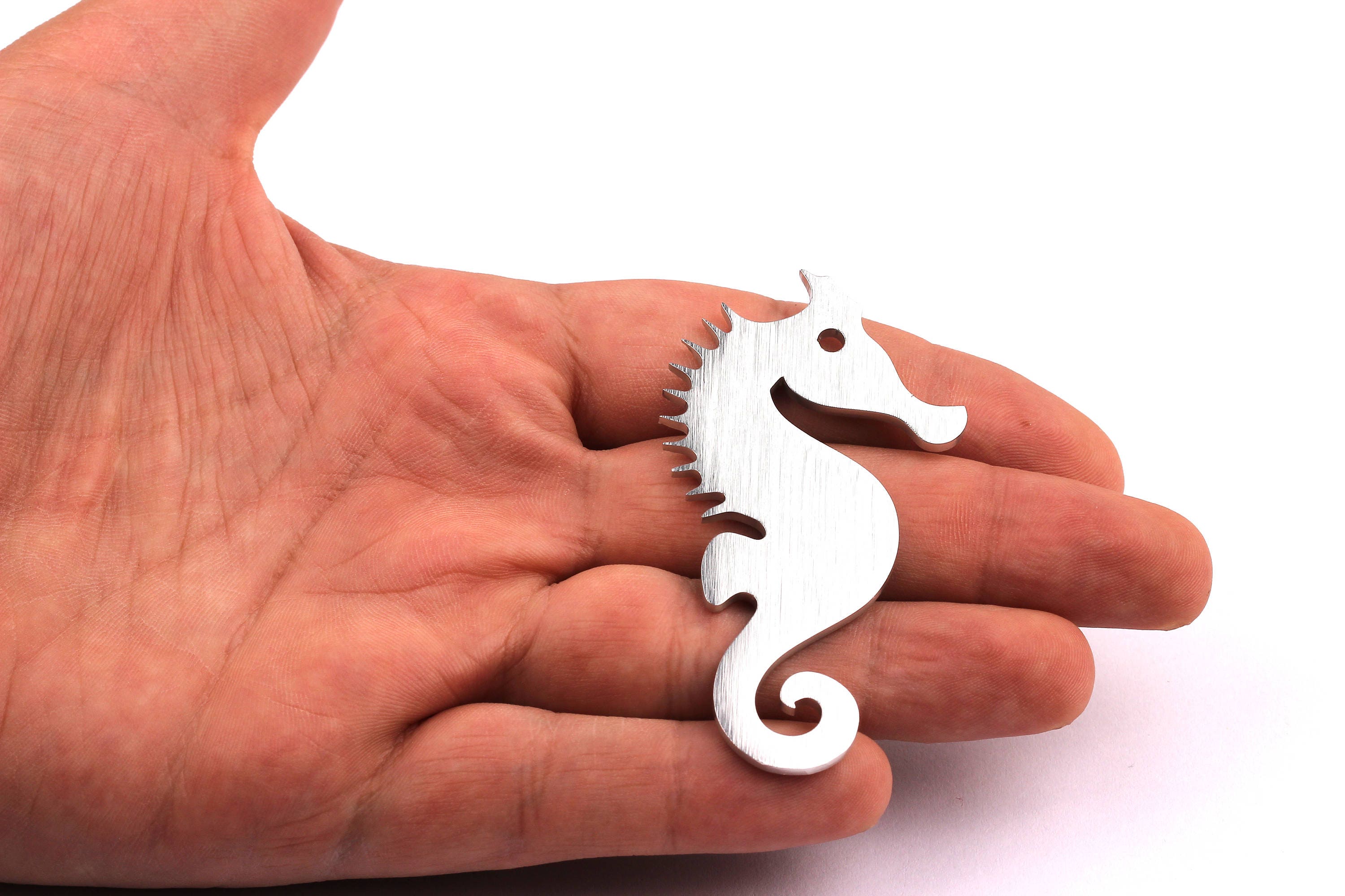 Aluminum Charms - Seahorse Shaped Pendant - Anodized Aluminium Charms - Wall Decor - Silver Tone - 67x36x2mm - AA1047 - DOMEDBAZAAR