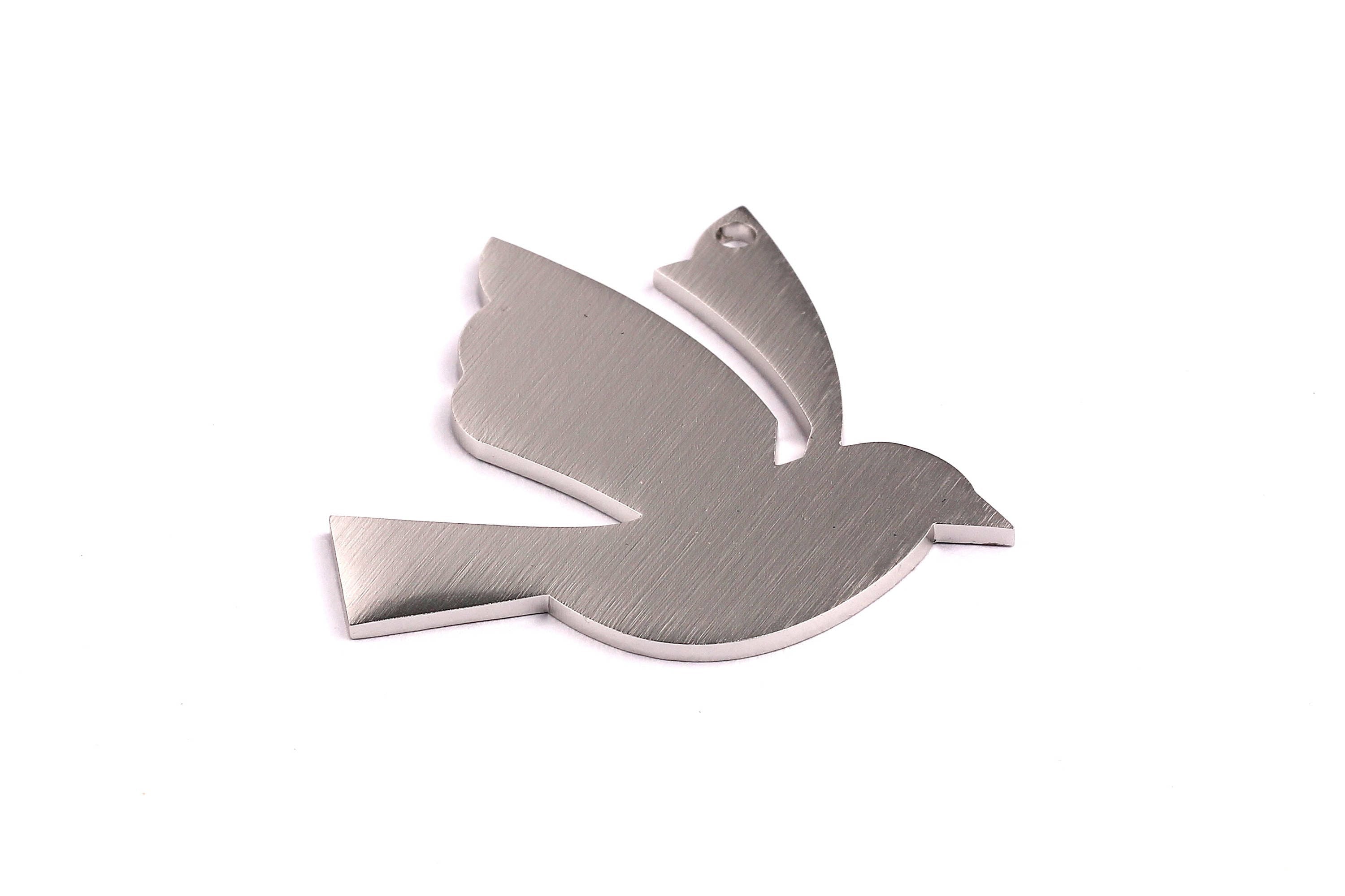 Aluminum Charms - Dove Shaped Pendant - Anodized Aluminium Charms - Wall Decor - Silver Tone - 53x52x2mm - AA1050 - DOMEDBAZAAR