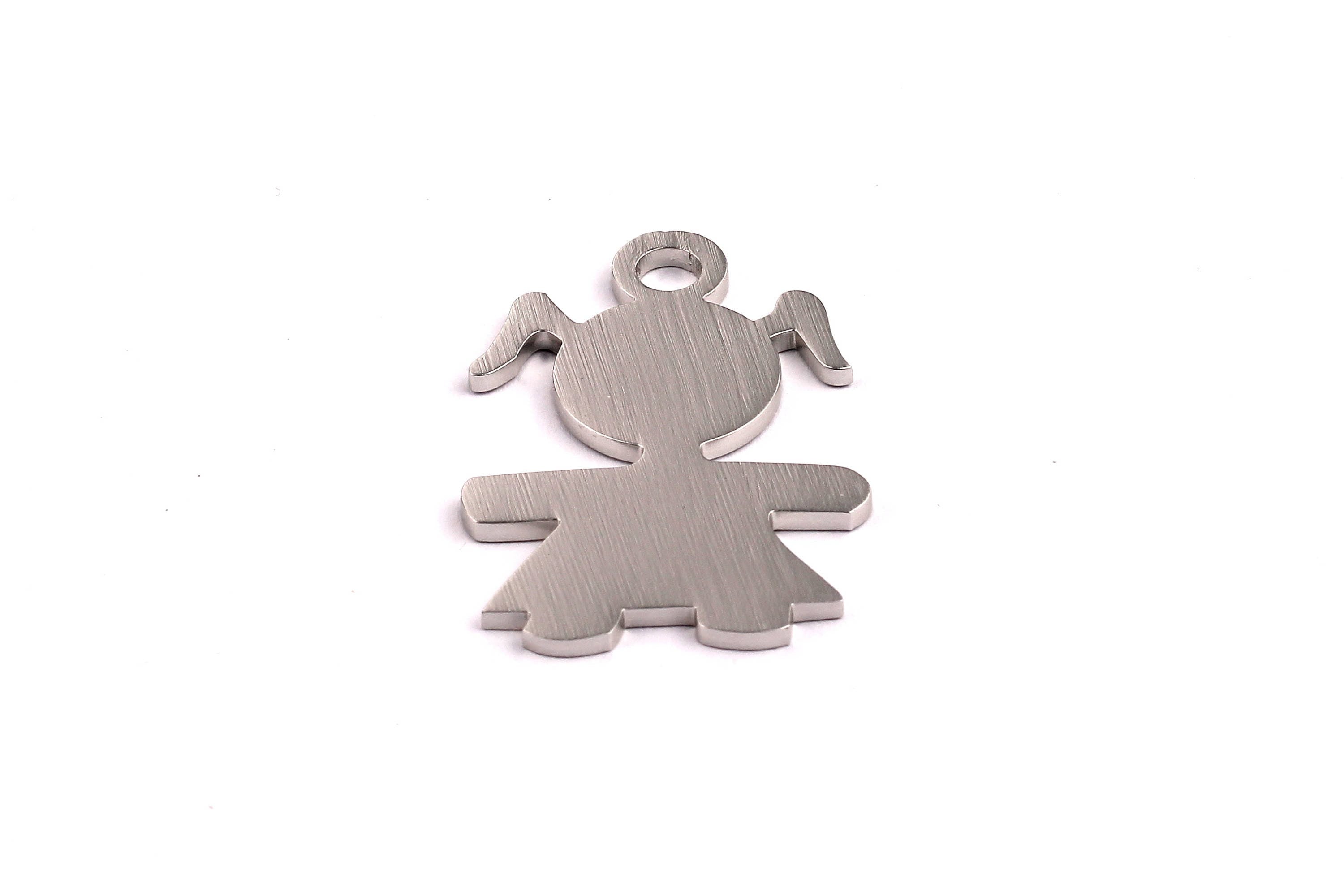 Aluminum Charms - Cute Girl Shaped Pendant - Anodized Aluminium Charms - Wall Decor - Silver Tone - 44x29x2mm - AA1054 - DOMEDBAZAAR