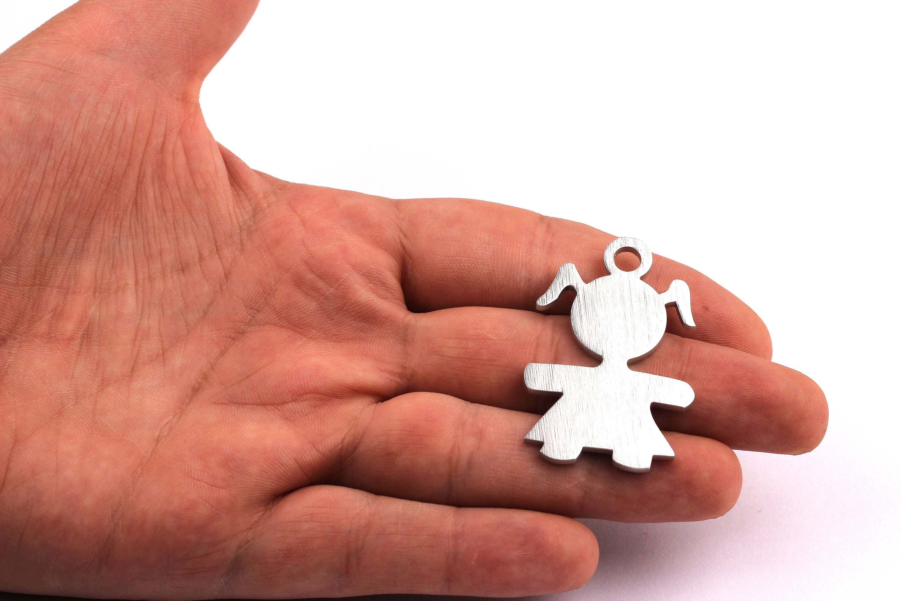 Aluminum Charms - Cute Girl Shaped Pendant - Anodized Aluminium Charms - Wall Decor - Silver Tone - 44x29x2mm - AA1054 - DOMEDBAZAAR