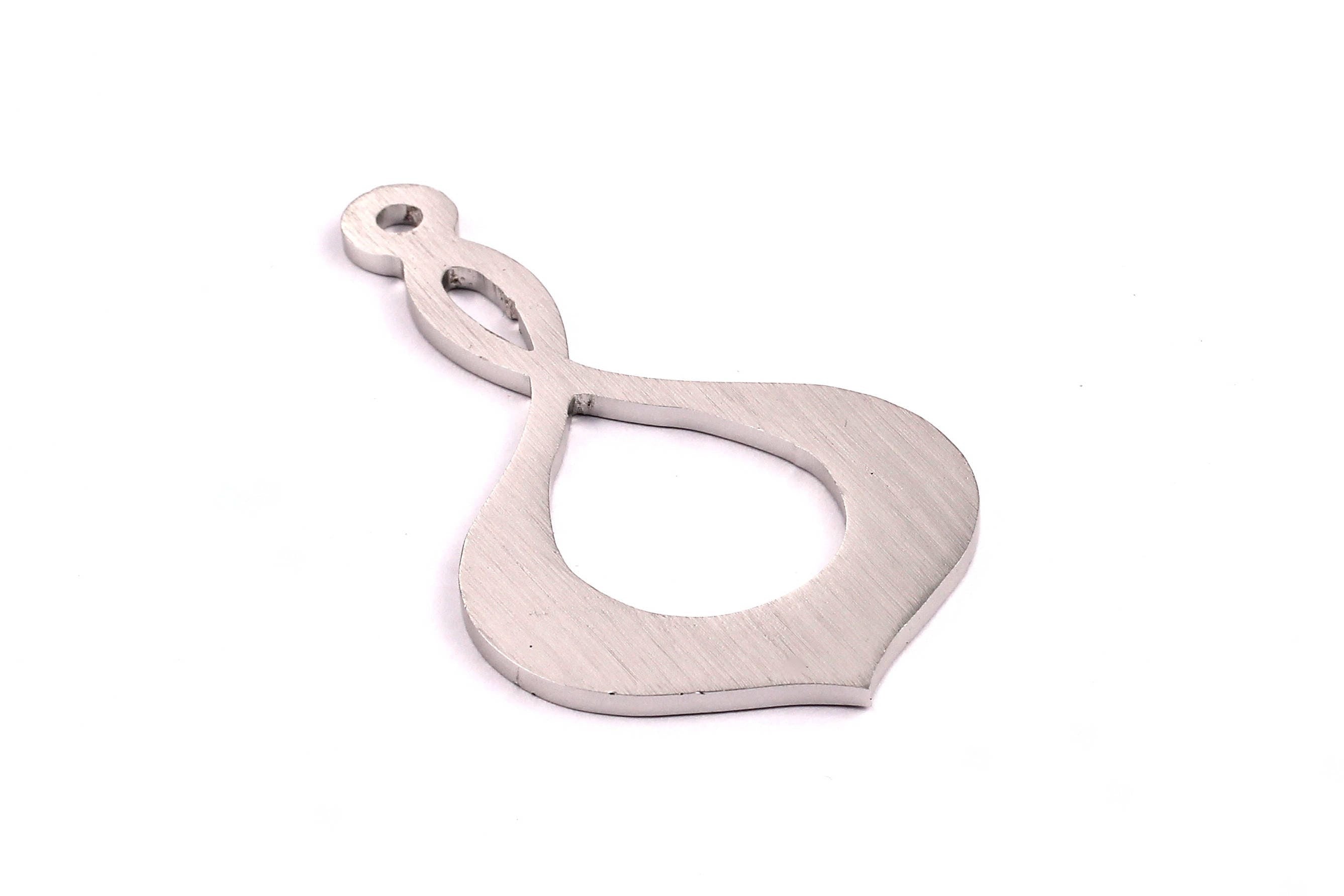 Aluminum Charms - Drop Shaped Pendant - Anodized Aluminium Charms - Wall Decor - Silver Tone - 62x35x2mm - AA1060 - DOMEDBAZAAR