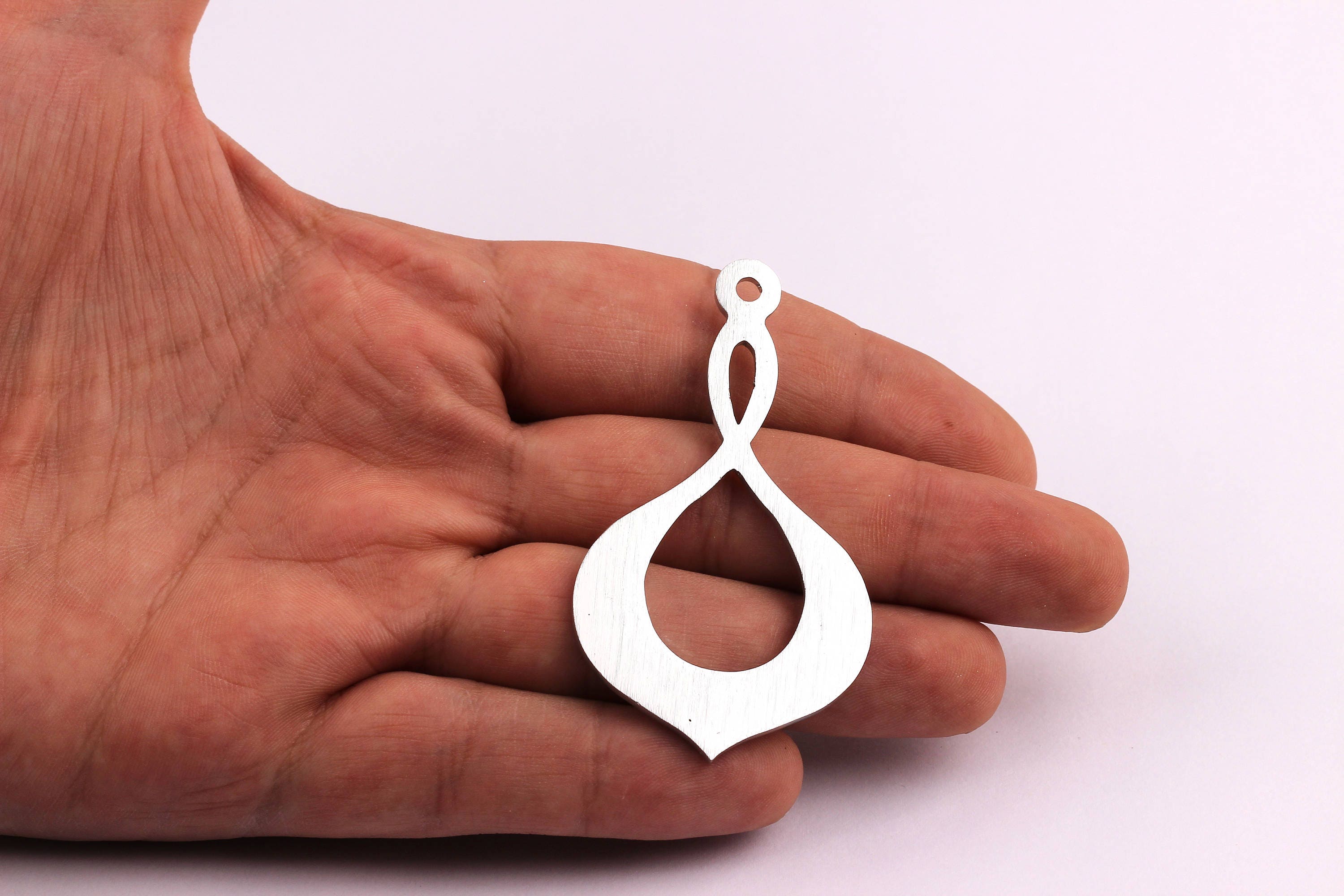 Aluminum Charms - Drop Shaped Pendant - Anodized Aluminium Charms - Wall Decor - Silver Tone - 62x35x2mm - AA1060 - DOMEDBAZAAR