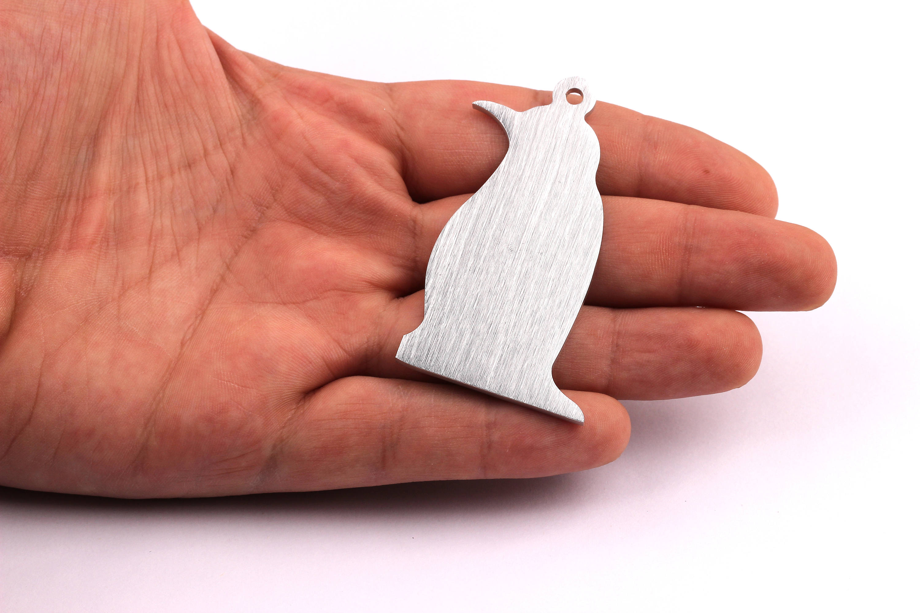 Aluminum Charms - Penguin Shaped Pendant - Anodized Aluminium Charms - Wall Decor - Silver Tone - 61x34x2mm - AA1063 - DOMEDBAZAAR