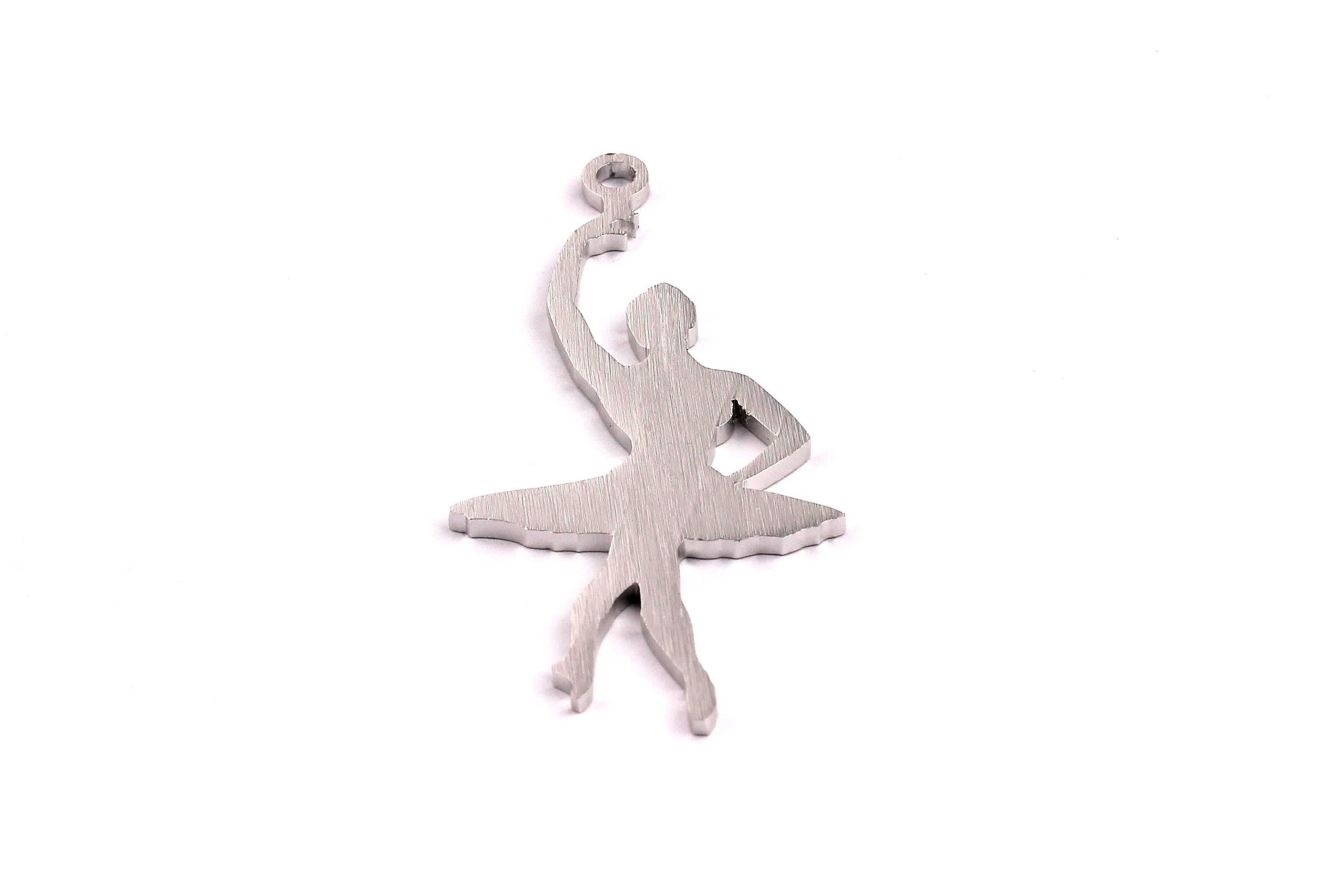 Aluminum Charms - Dancer Girl Shaped Pendant - Anodized Aluminium Charms - Wall Decor - Silver Tone - 66x29x2mm - AA1069 - DOMEDBAZAAR