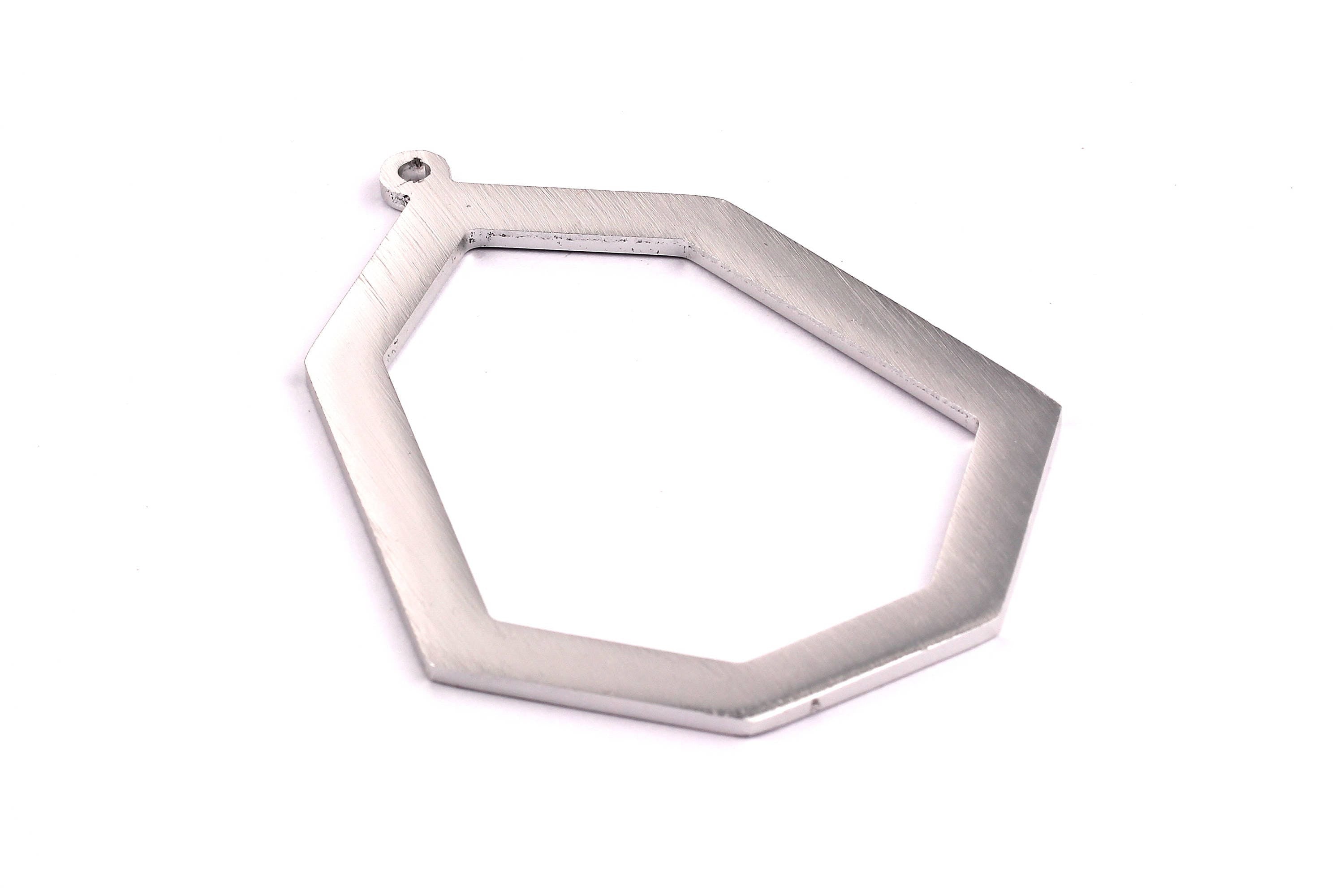 Aluminum Charms - Frame Shaped Pendant - Anodized Aluminium Charms - Wall Decor - Silver Tone - 86x66x2.5mm - AA1075 - DOMEDBAZAAR