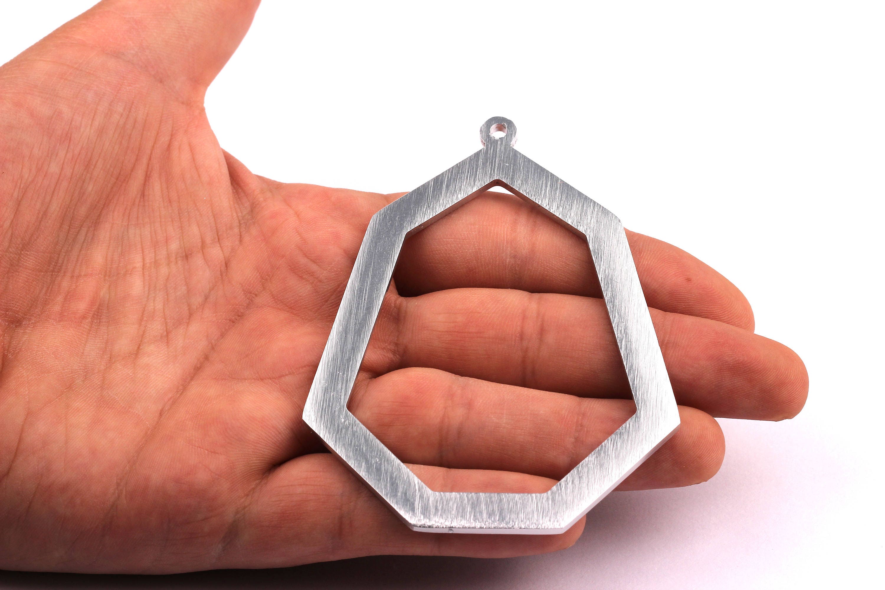 Aluminum Charms - Frame Shaped Pendant - Anodized Aluminium Charms - Wall Decor - Silver Tone - 86x66x2.5mm - AA1075 - DOMEDBAZAAR