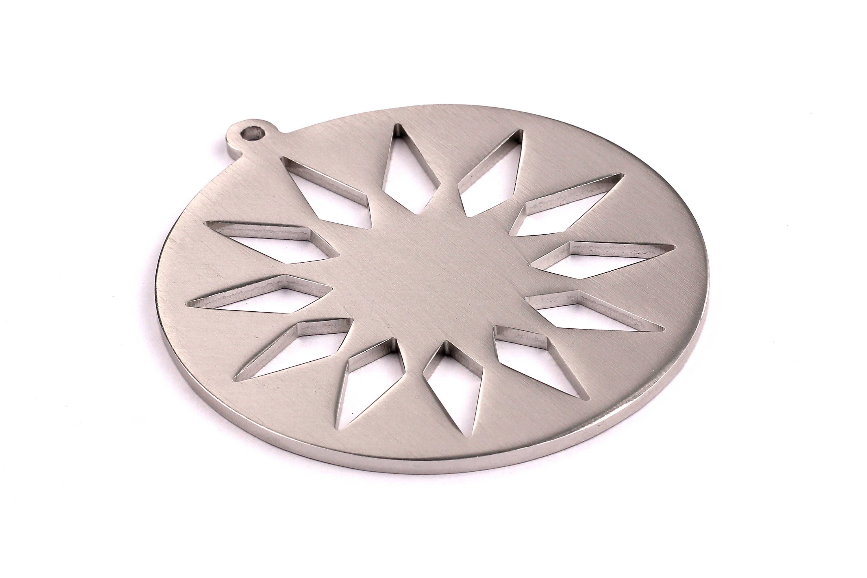 Aluminum Charms - Circle Sunlight Shaped Pendant - Anodized Aluminium Charms - Wall Decor - Silver Tone - 69x69x2.5mm - AA1079 - DOMEDBAZAAR