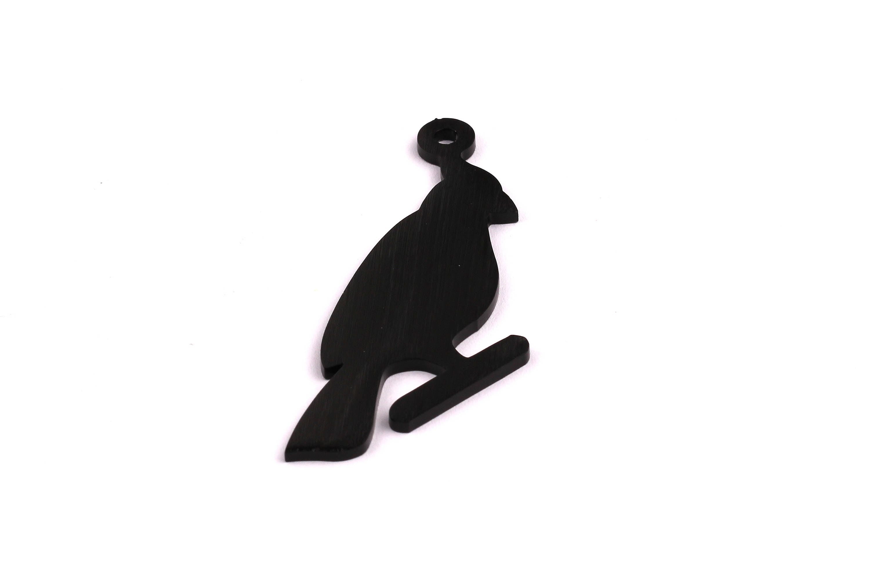 Aluminum Charms - Parrot Shaped Pendant - Anodized Aluminium Charms - Wall Decor - Black Tone - 68x26x2mm - AA1091 - DOMEDBAZAAR