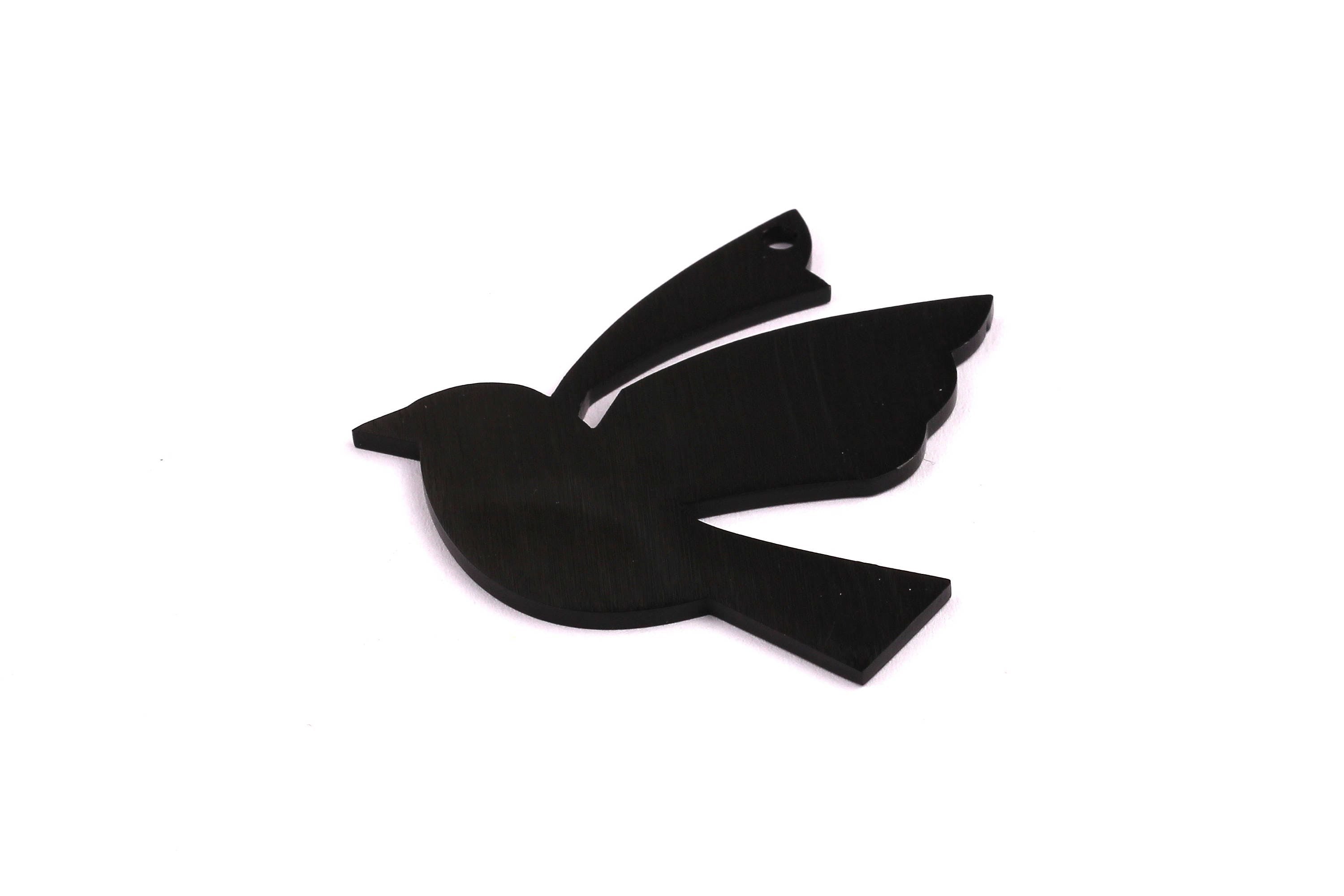Aluminum Charms - Dove Shaped Pendant - Anodized Aluminium Charms - Wall Decor - Black Tone - 53x52x2mm - AA1093 - DOMEDBAZAAR