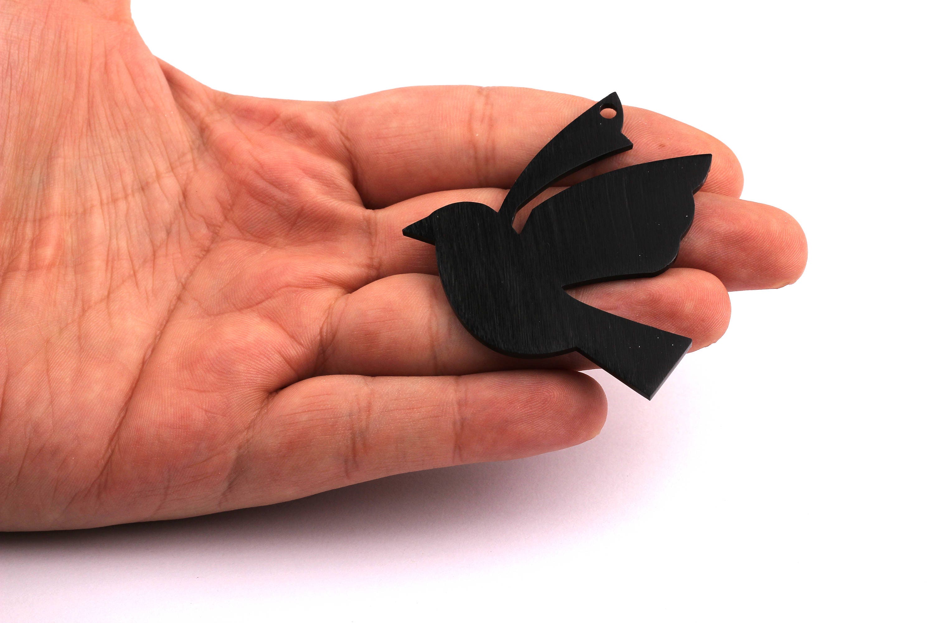 Aluminum Charms - Dove Shaped Pendant - Anodized Aluminium Charms - Wall Decor - Black Tone - 53x52x2mm - AA1093 - DOMEDBAZAAR