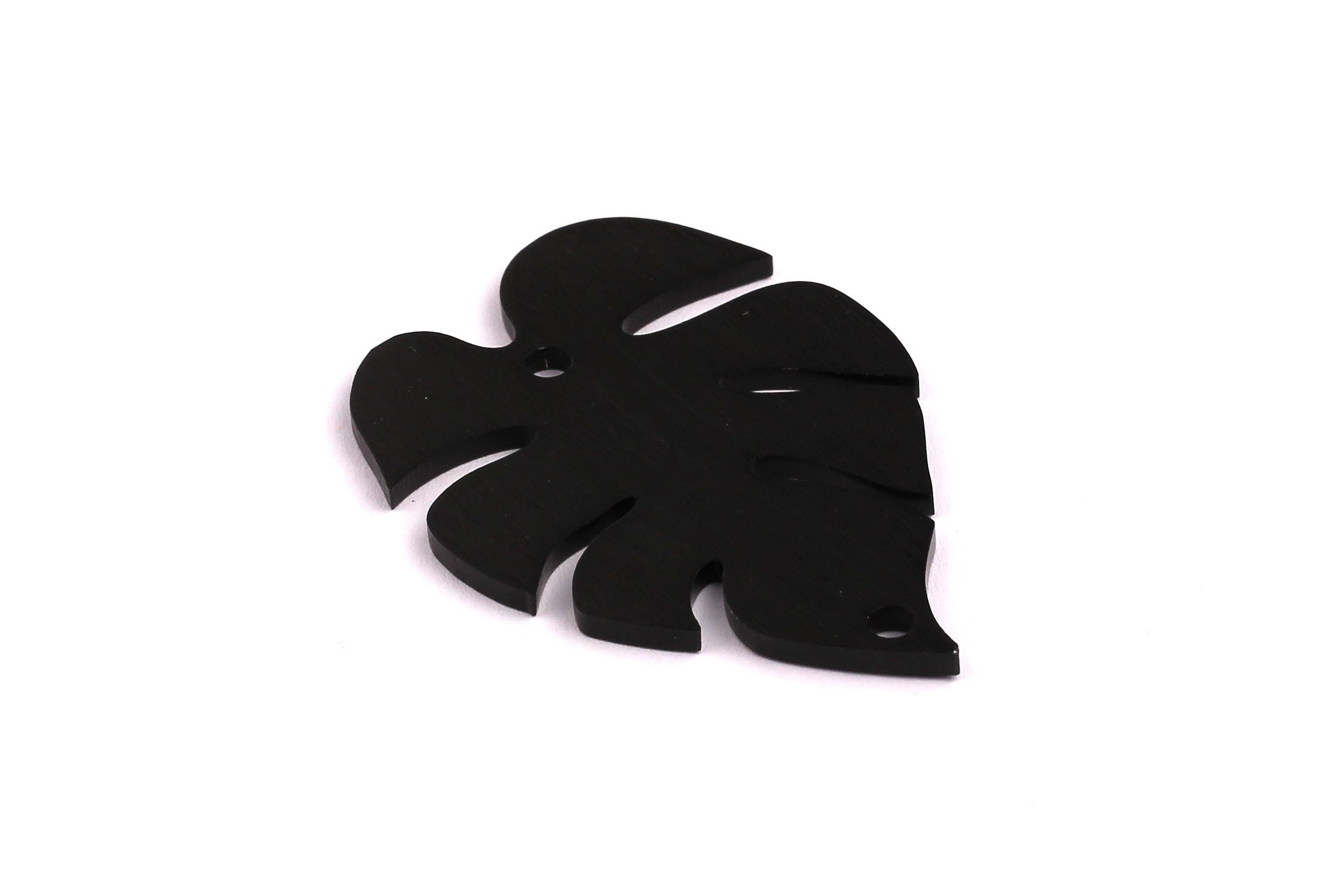 Aluminum Charms - Leaf Shaped Pendant - Anodized Aluminium Charms - Wall Decor - Black Tone - 51x35x2mm - AA1094 - DOMEDBAZAAR