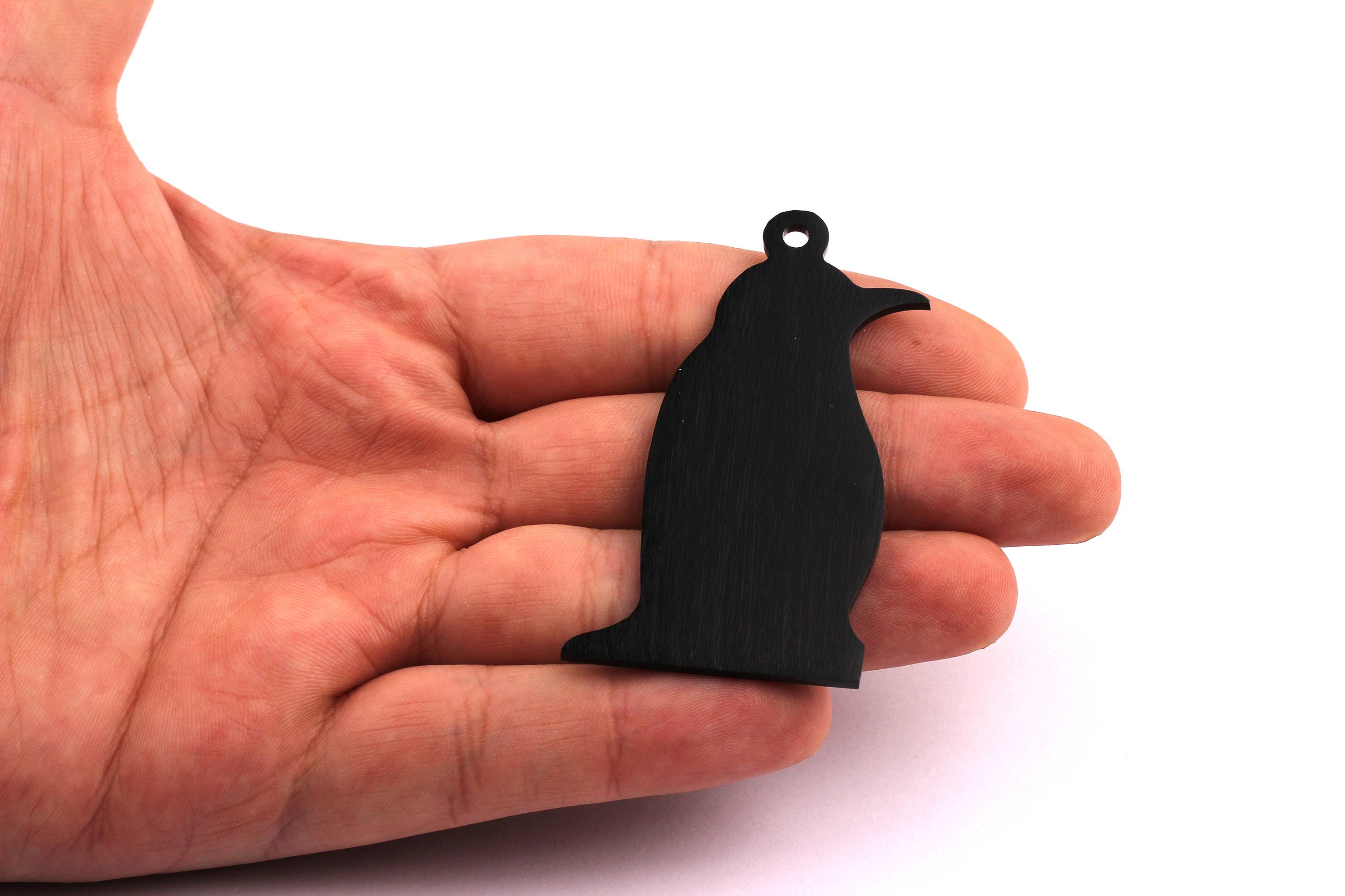 Aluminum Charms - Penguin Shaped Pendant - Anodized Aluminium Charms - Wall Decor - Black Tone - 61x34x2mm - AA1100 - DOMEDBAZAAR