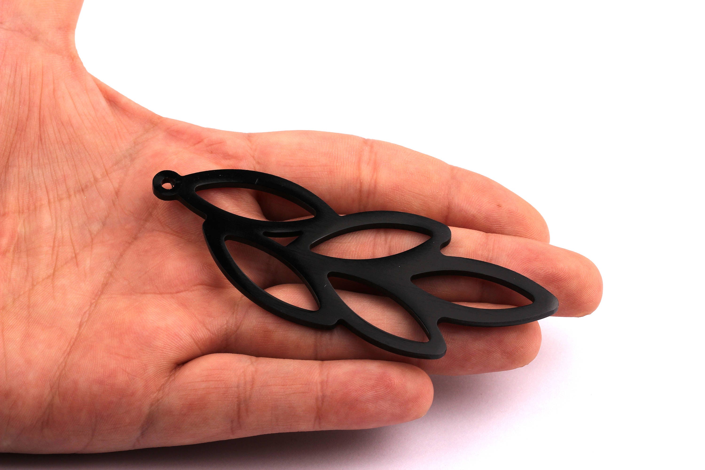 Aluminum Charms - Feather Shaped Pendant - Anodized Aluminium Charms - Wall Decor - Black Tone - 94x34x2.3mm - AA1102 - DOMEDBAZAAR