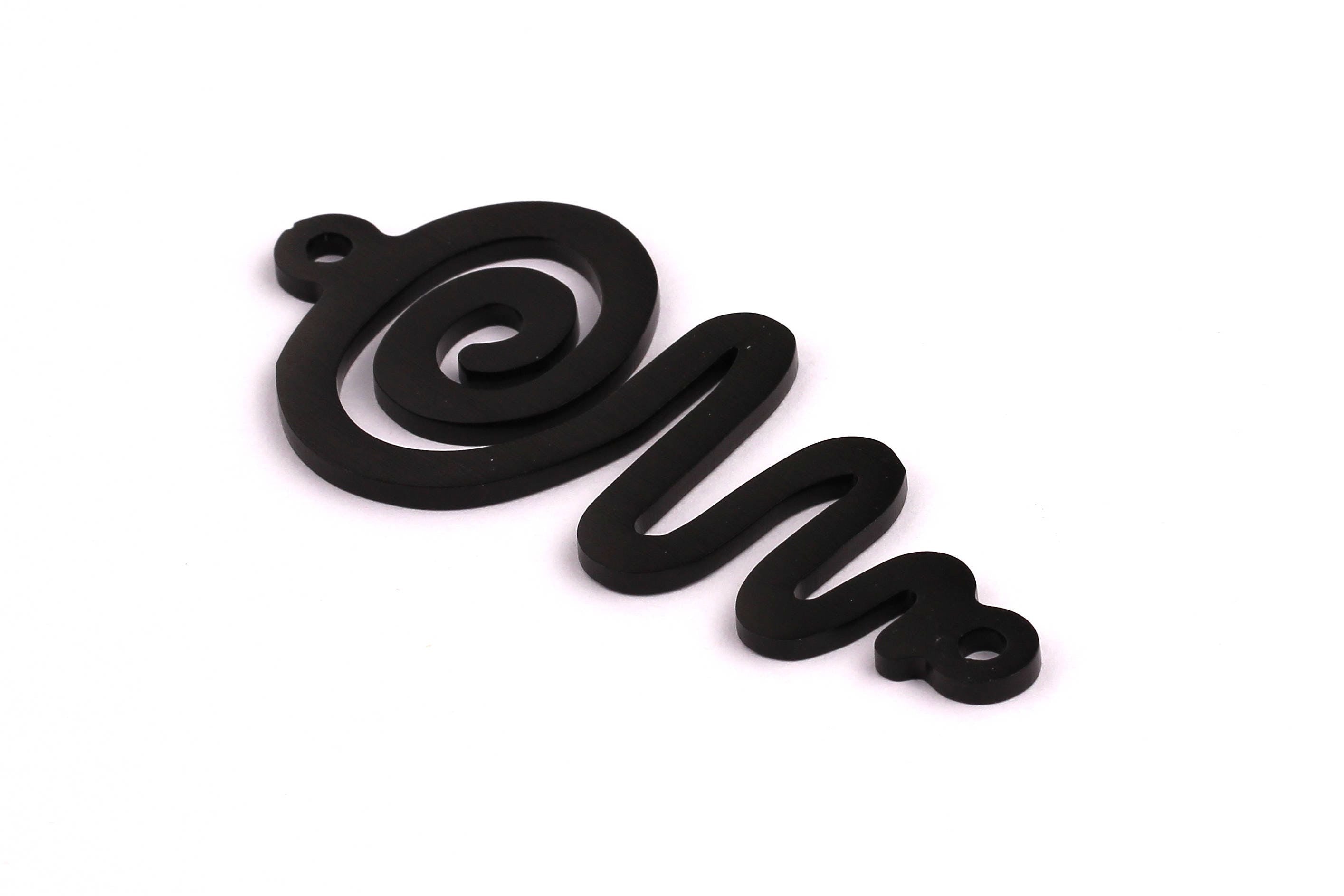 Aluminum Charms - Curled Shaved Pendant - Anodized Aluminium Charms - Wall Decor - Black Tone - 70x31x2mm - AA1103 - DOMEDBAZAAR