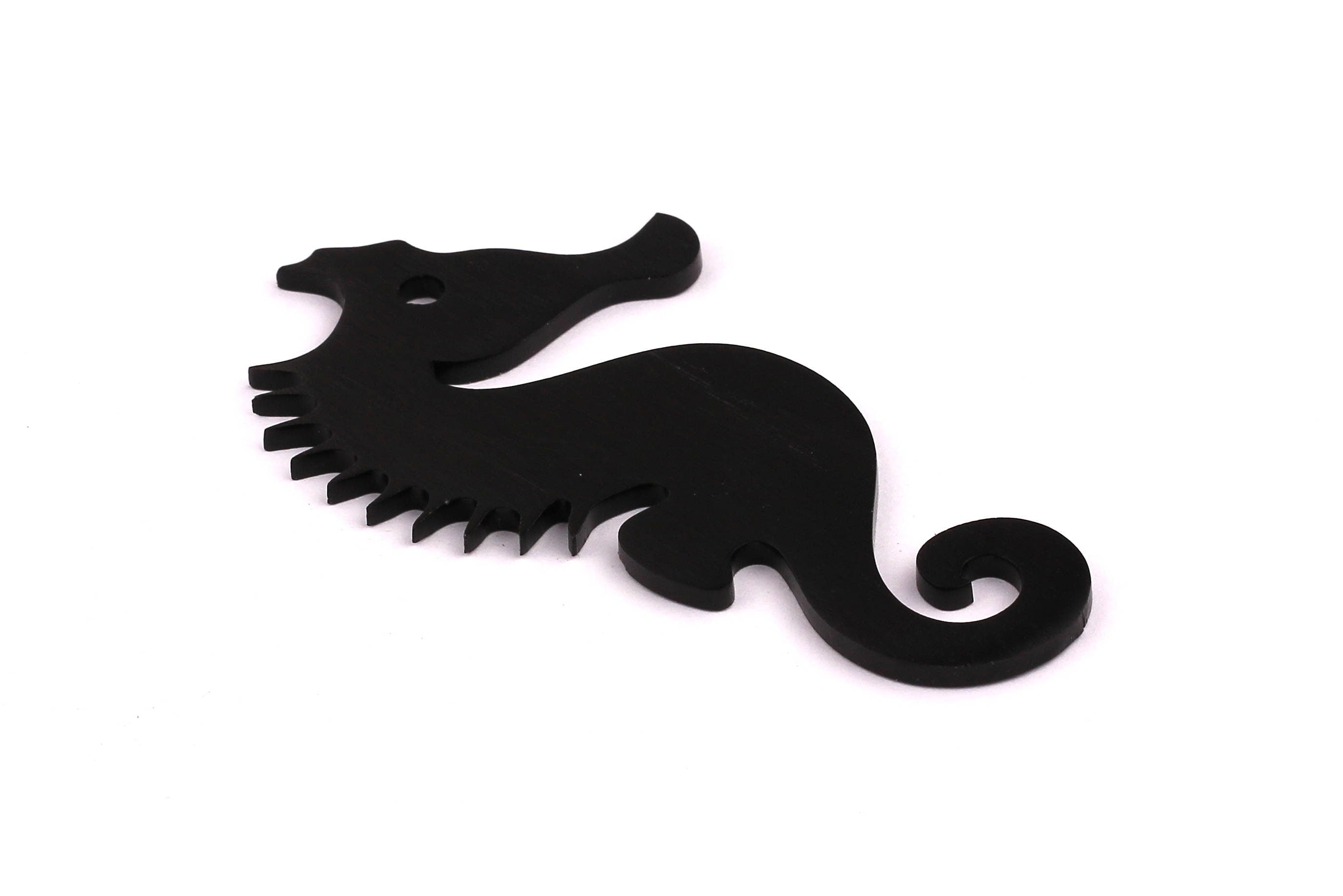 Aluminum Charms - Seahorse Shaped Pendant - Anodized Aluminium Charms - Wall Decor - Black Tone - 67x36x2mm - AA1106 - DOMEDBAZAAR