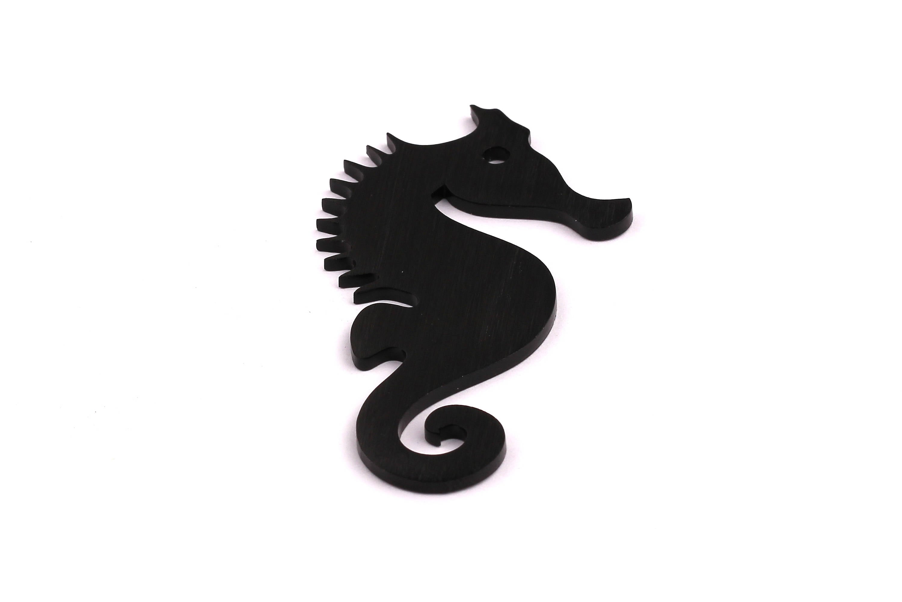 Aluminum Charms - Seahorse Shaped Pendant - Anodized Aluminium Charms - Wall Decor - Black Tone - 67x36x2mm - AA1106 - DOMEDBAZAAR