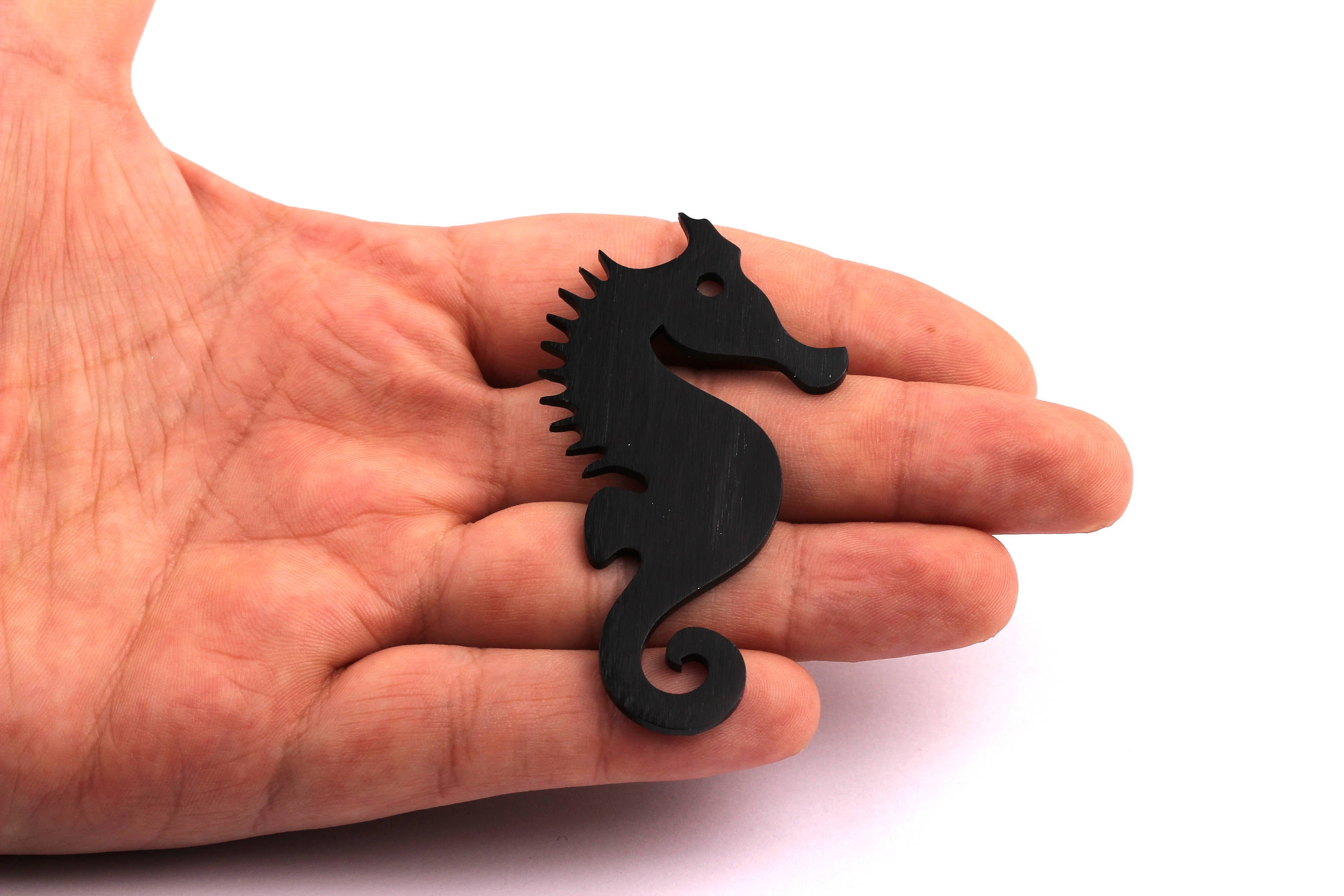 Aluminum Charms - Seahorse Shaped Pendant - Anodized Aluminium Charms - Wall Decor - Black Tone - 67x36x2mm - AA1106 - DOMEDBAZAAR