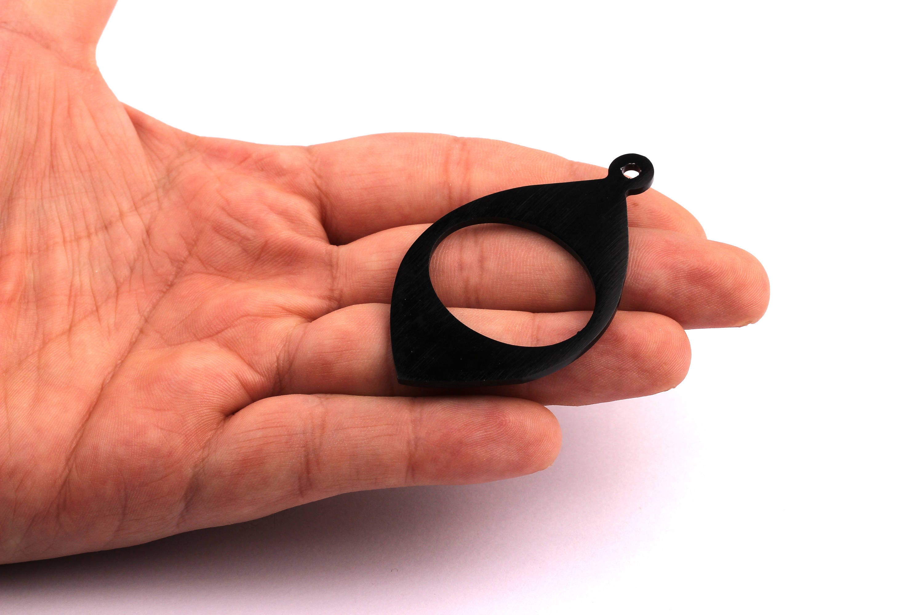 Aluminum Charms - Drop Shaped Pendant - Anodized Aluminium Charms - Wall Decor - Black Tone - 61x36x2mm - AA1109 - DOMEDBAZAAR