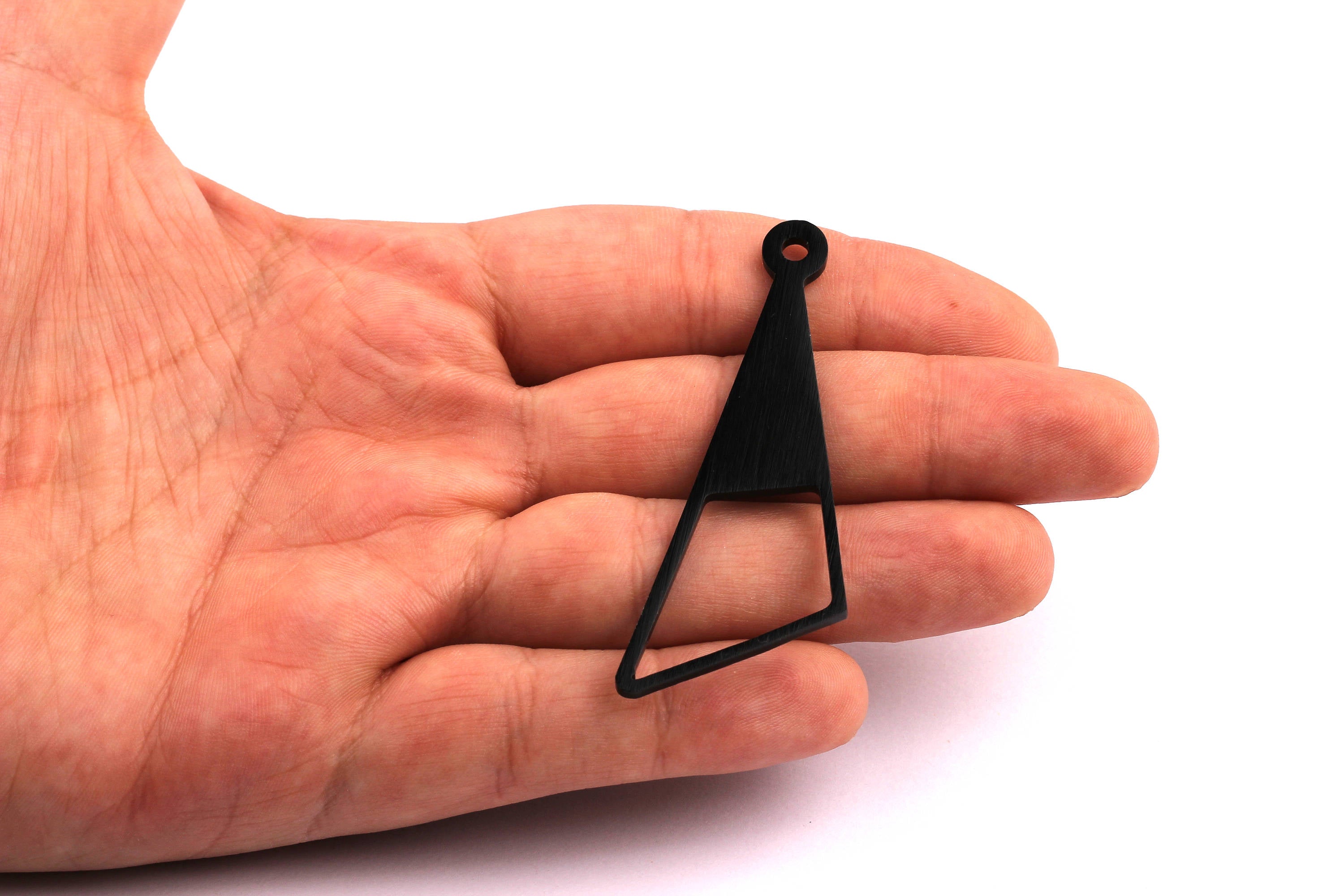 Aluminum Charms - Triangle Zipper Pull Shaped Pendant - Anodized Aluminium Charms - Wall Decor - Black Tone - 65x27x2mm - AA1115 - DOMEDBAZAAR