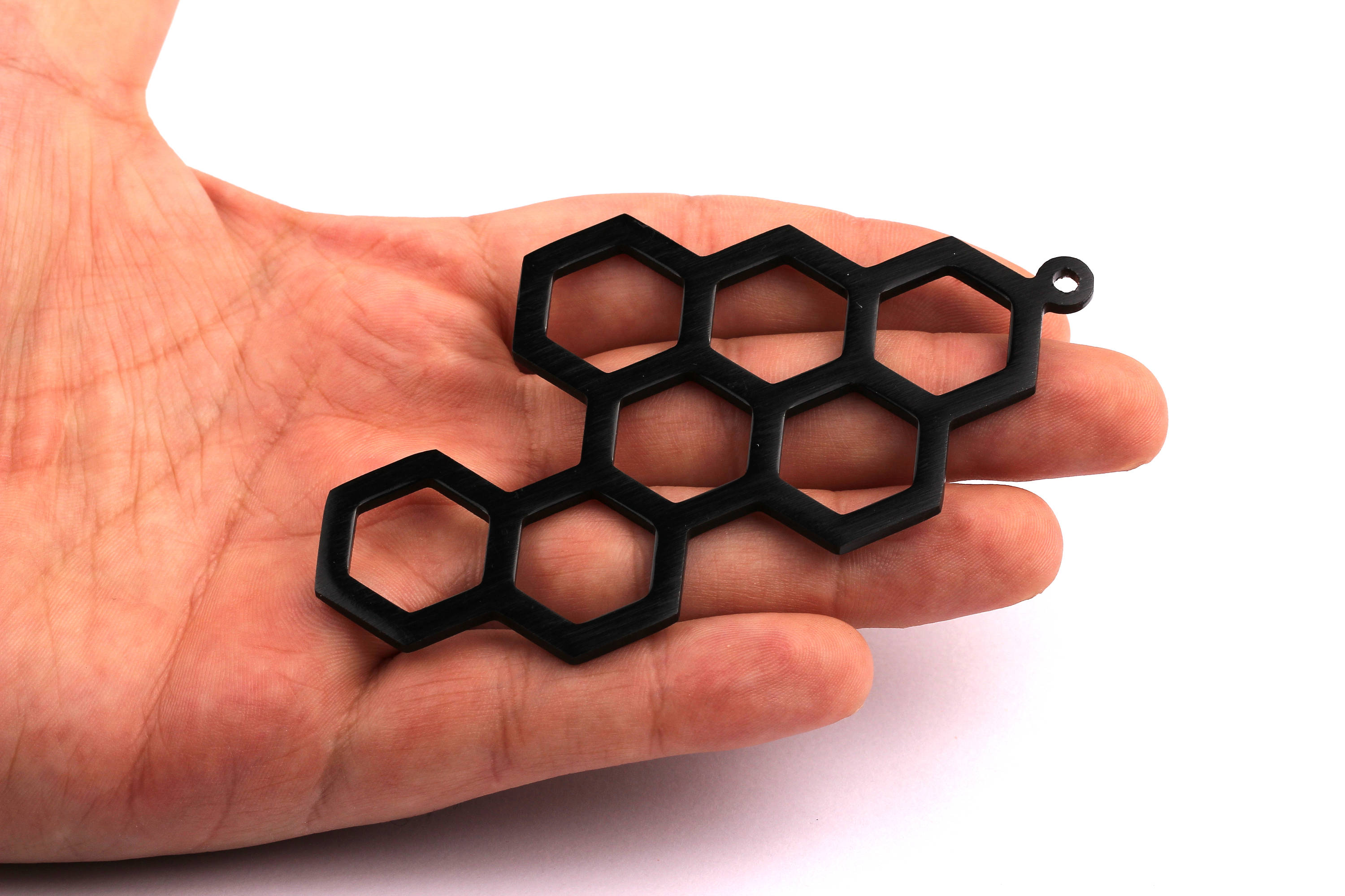 Aluminum Charms - Honeycomb Shaped Pendant - Anodized Aluminium Charms - Wall Decor - Black Tone - 99x52x2.5mm - AA1117 - DOMEDBAZAAR