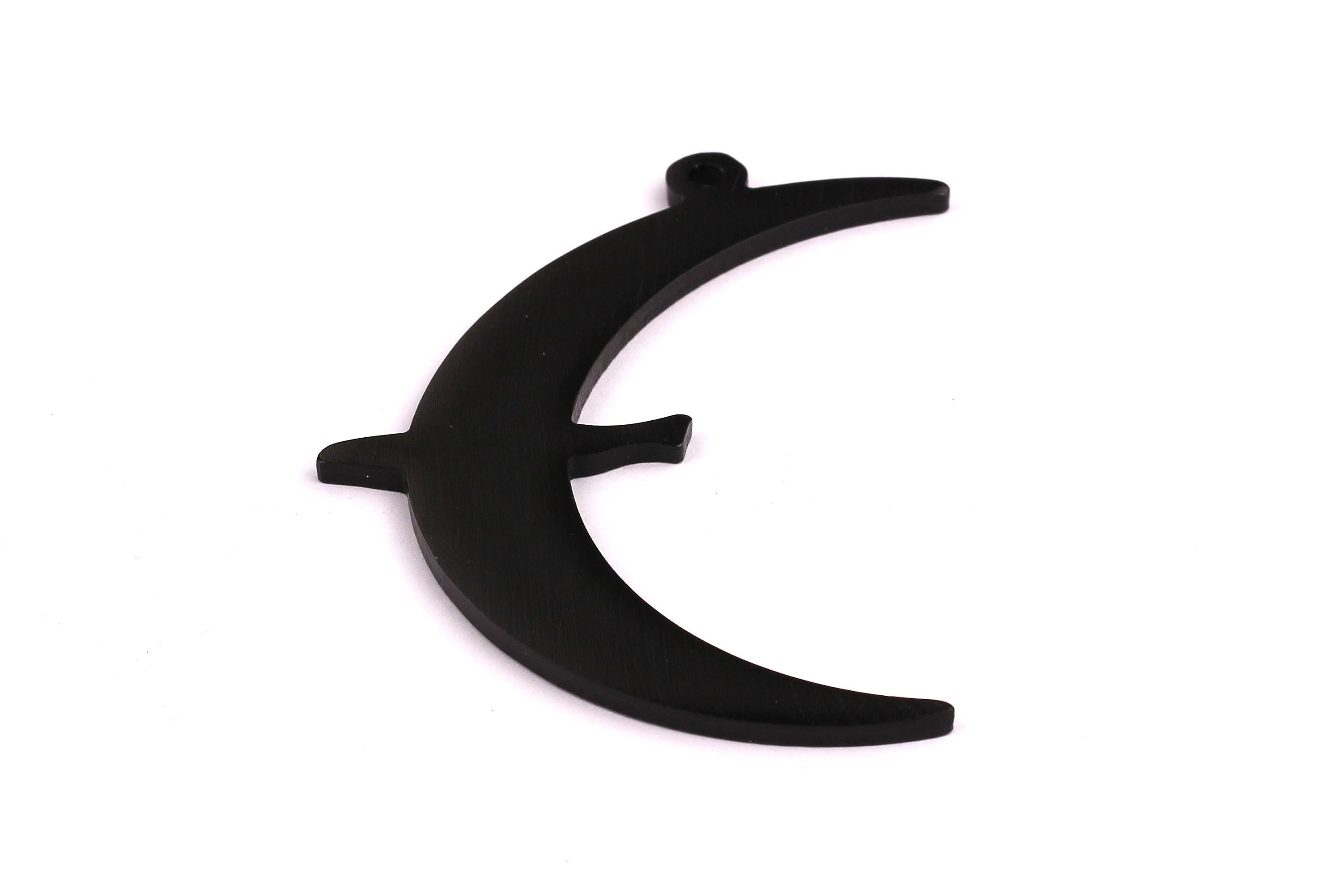 Aluminum Charms - Crescent Shaped Pendant - Anodized Aluminium Charms - Wall Decor - Black Tone - 74x30x2.5mm - AA1120 - DOMEDBAZAAR