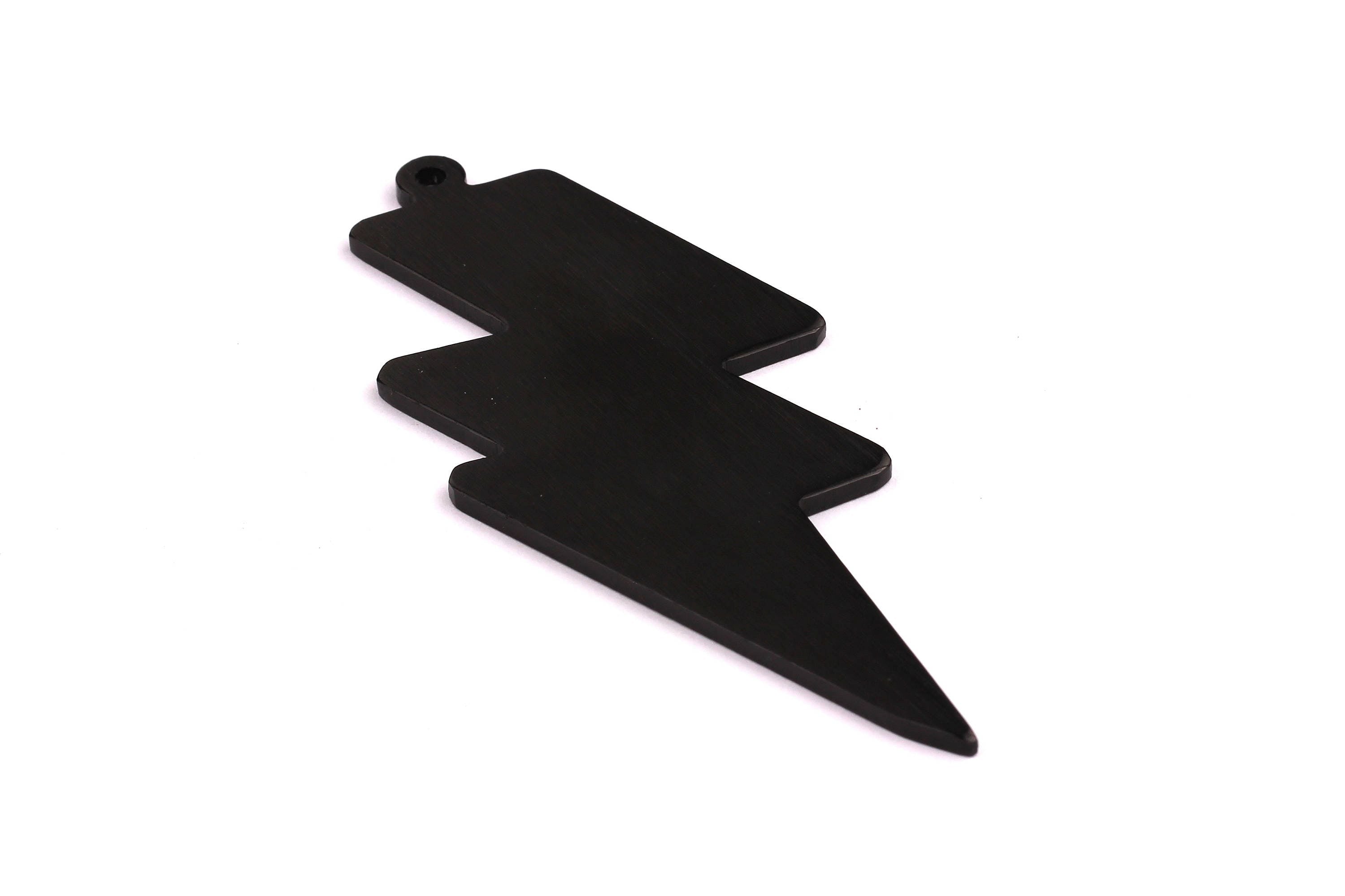 Aluminum Charms - Lightning Shaped Pendant - Anodized Aluminium Charms - Wall Decor - Black Tone - 101x40x2.5mm - AA1121 - DOMEDBAZAAR
