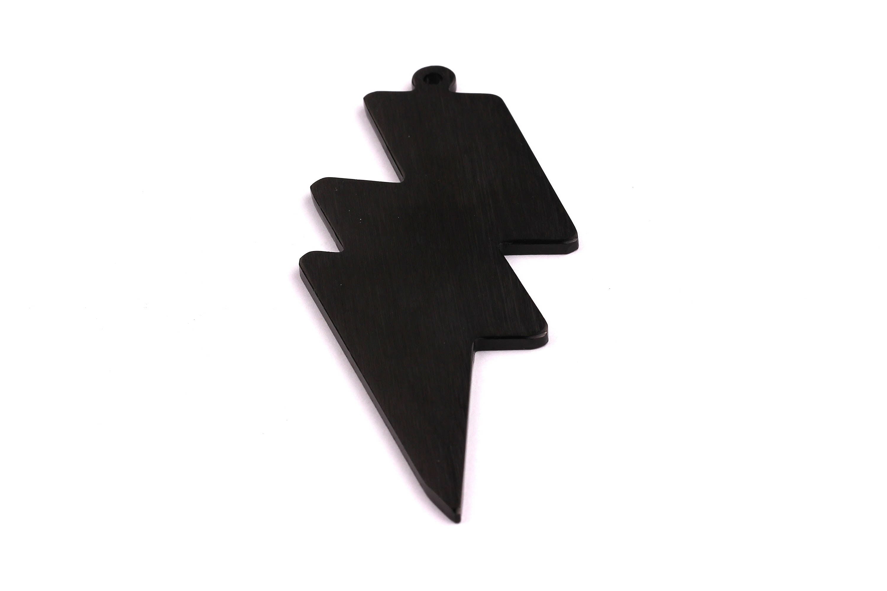 Aluminum Charms - Lightning Shaped Pendant - Anodized Aluminium Charms - Wall Decor - Black Tone - 101x40x2.5mm - AA1121 - DOMEDBAZAAR