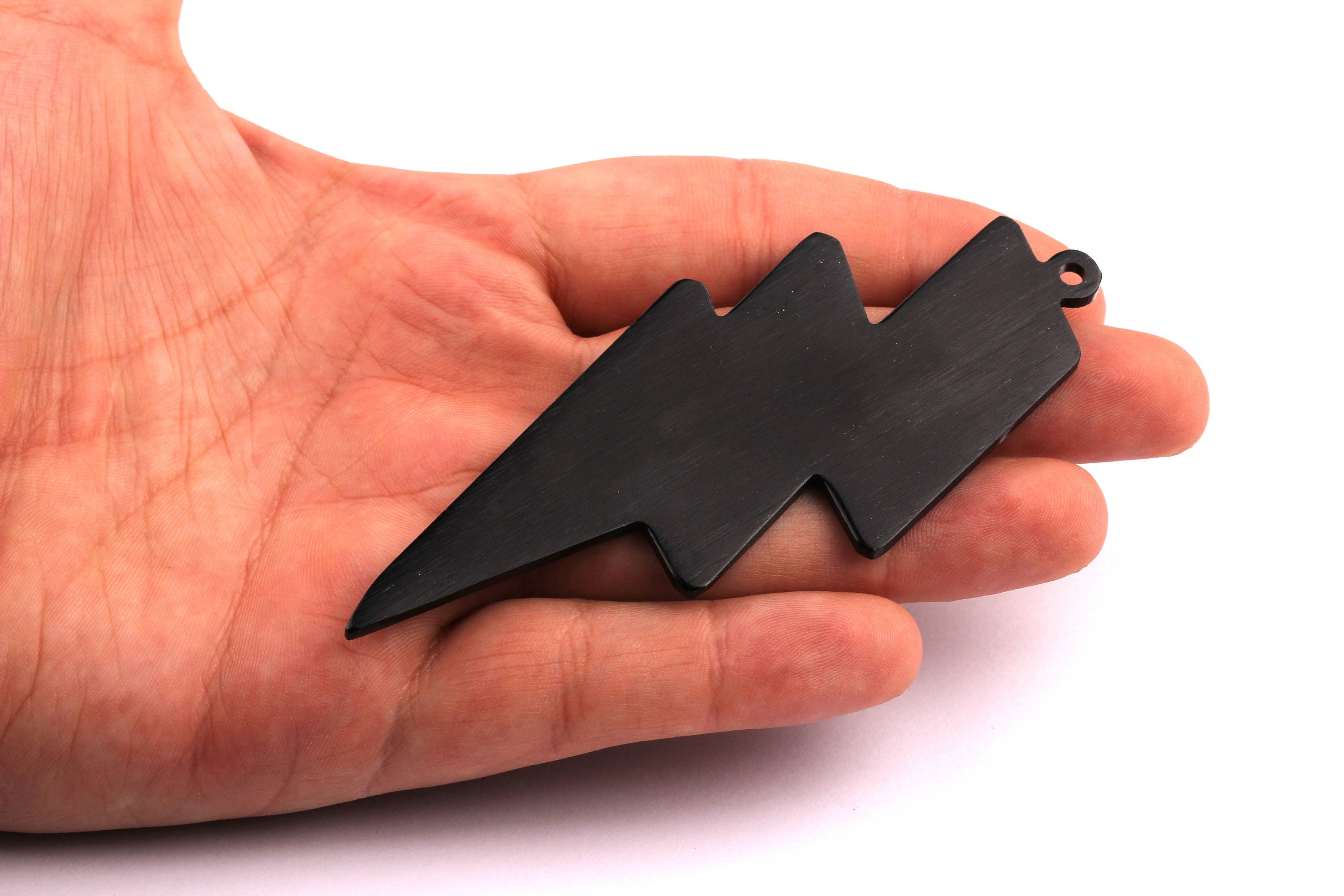 Aluminum Charms - Lightning Shaped Pendant - Anodized Aluminium Charms - Wall Decor - Black Tone - 101x40x2.5mm - AA1121 - DOMEDBAZAAR
