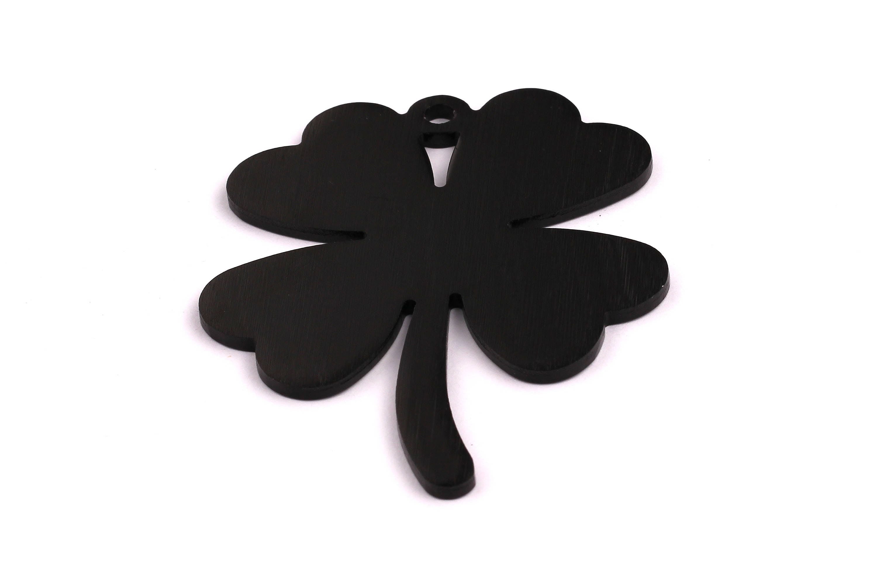 Aluminum Charms - Four Leaf Clover Shaped Pendant - Anodized Aluminium Charms - Wall Decor - Black Tone - 78x60x2.5mm - AA1122 - DOMEDBAZAAR