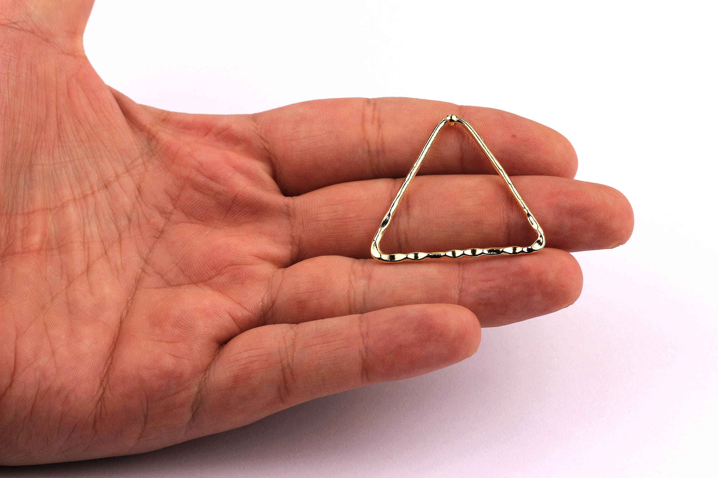 Triangle Shaped Charms- Zinc Alloy Earring Findings - Gold Tone - Alloy Pendant for Necklace - Jewelry Supplies - 33x37x1.8mm - ZZ1146 - DOMEDBAZAAR