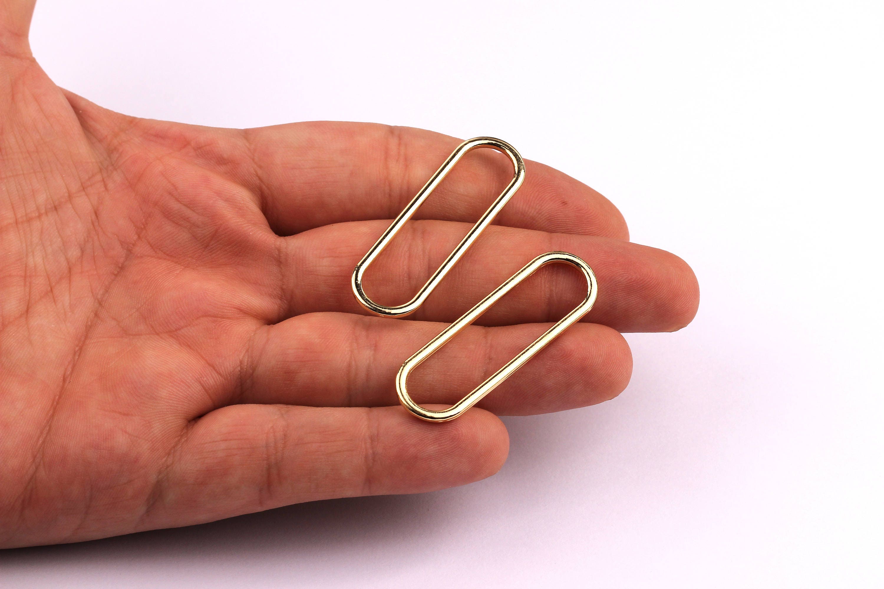 Clip Shaped Charms- Zinc Alloy Earring Findings - Gold Tone Connector - Alloy Pendant for Necklace - Jewelry Supplies - 43x14x2mm - ZZ1160 - DOMEDBAZAAR